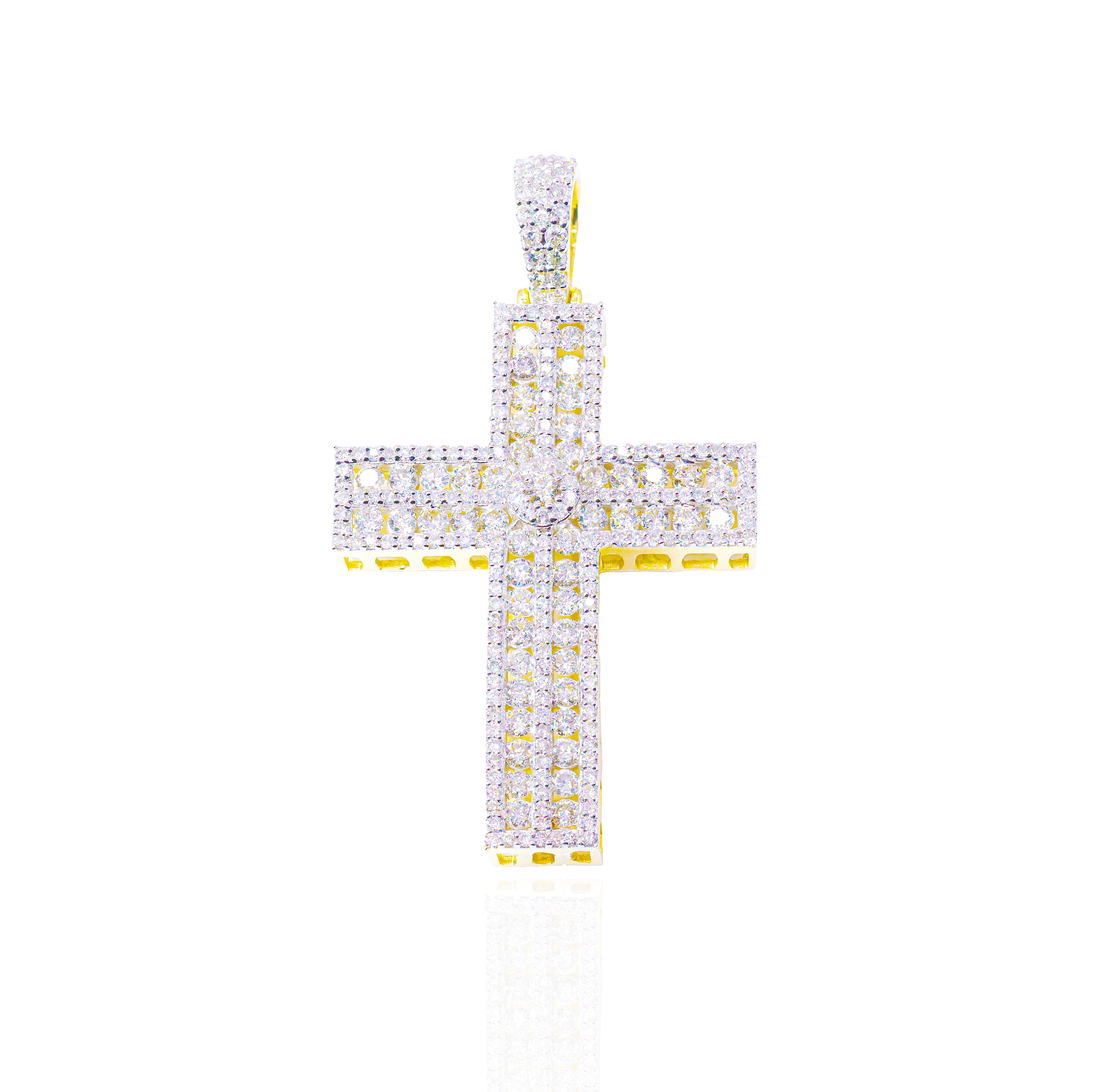 Block Diamond Cross Pendant