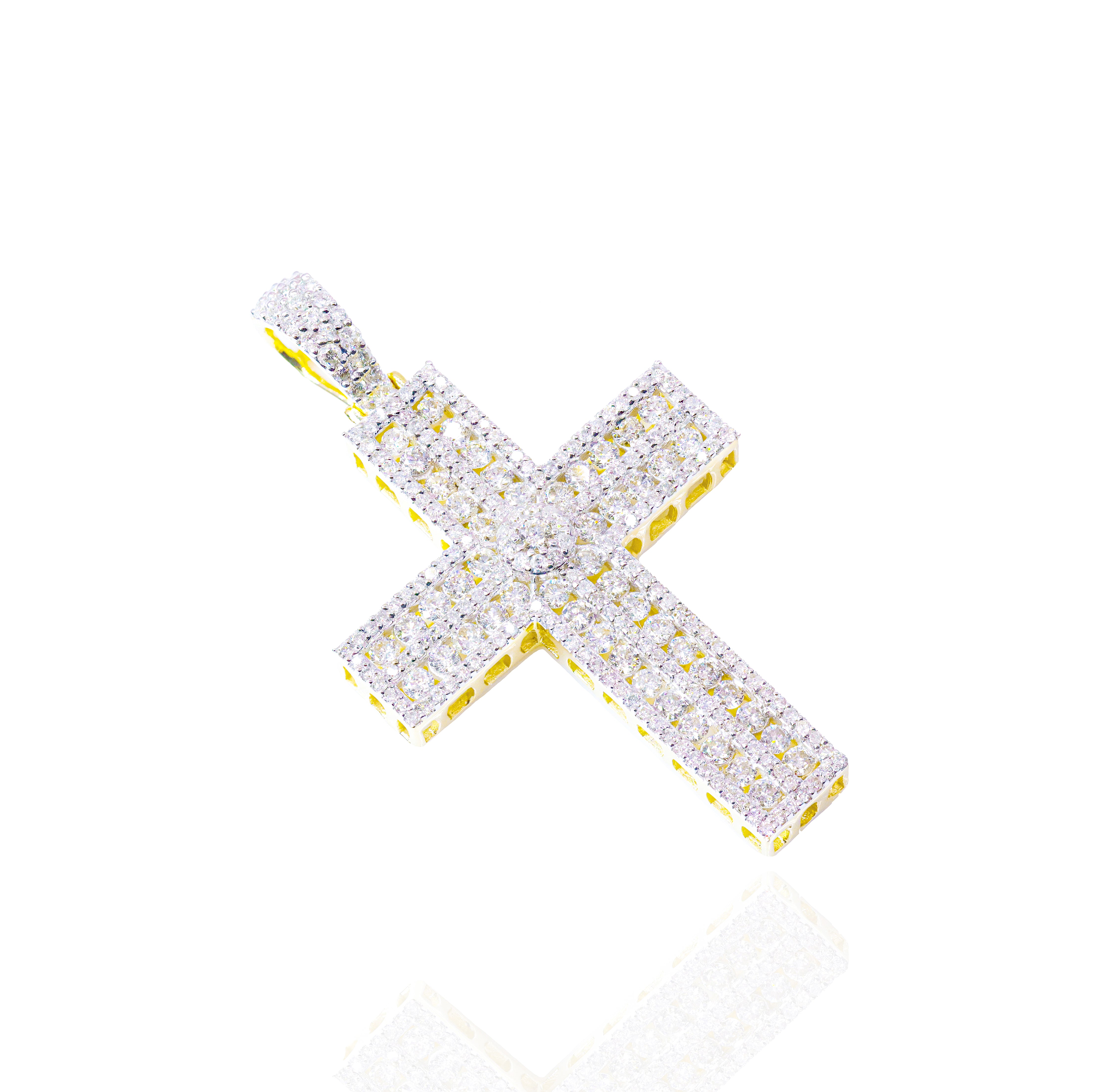 Block Diamond Cross Pendant