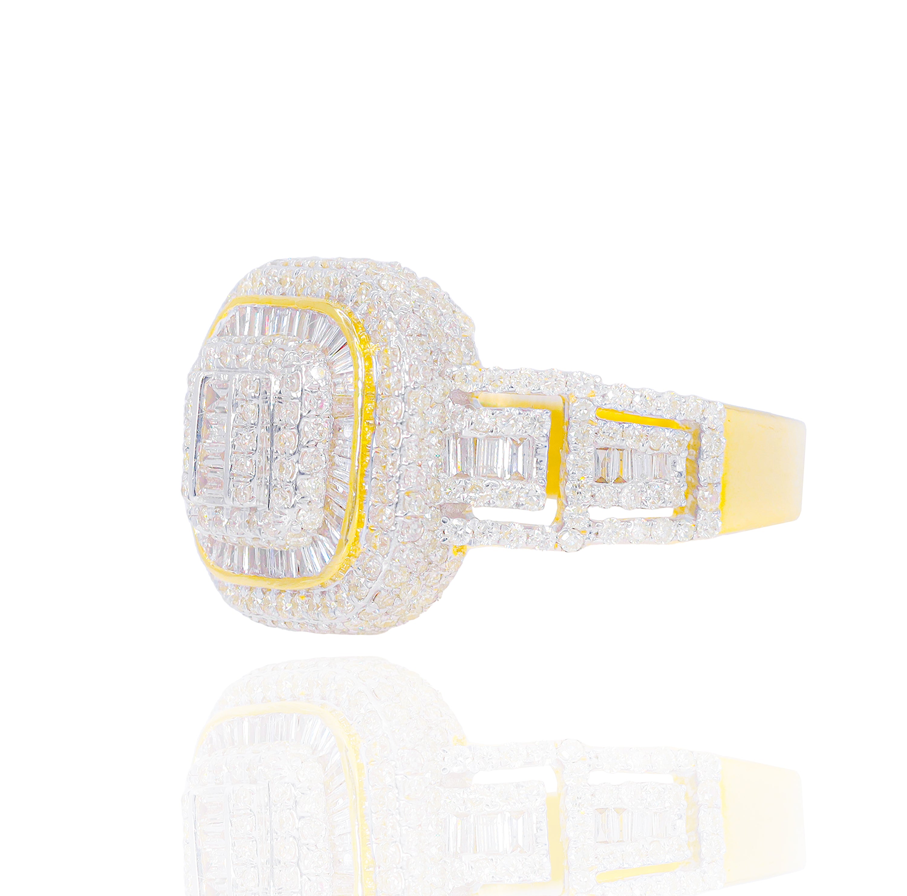 Square Top Baguette & Round Diamond Ring