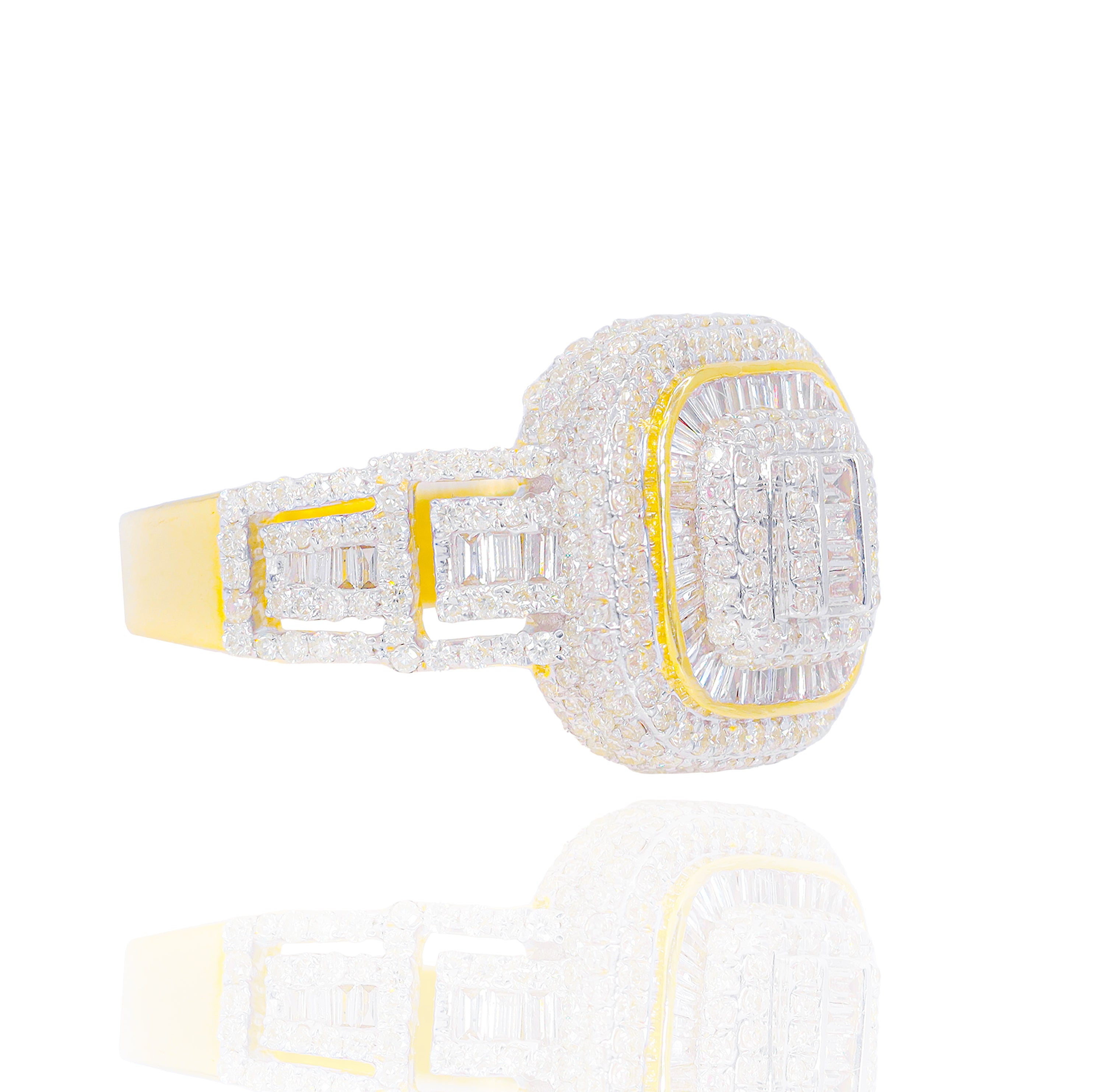 Square Top Baguette & Round Diamond Ring