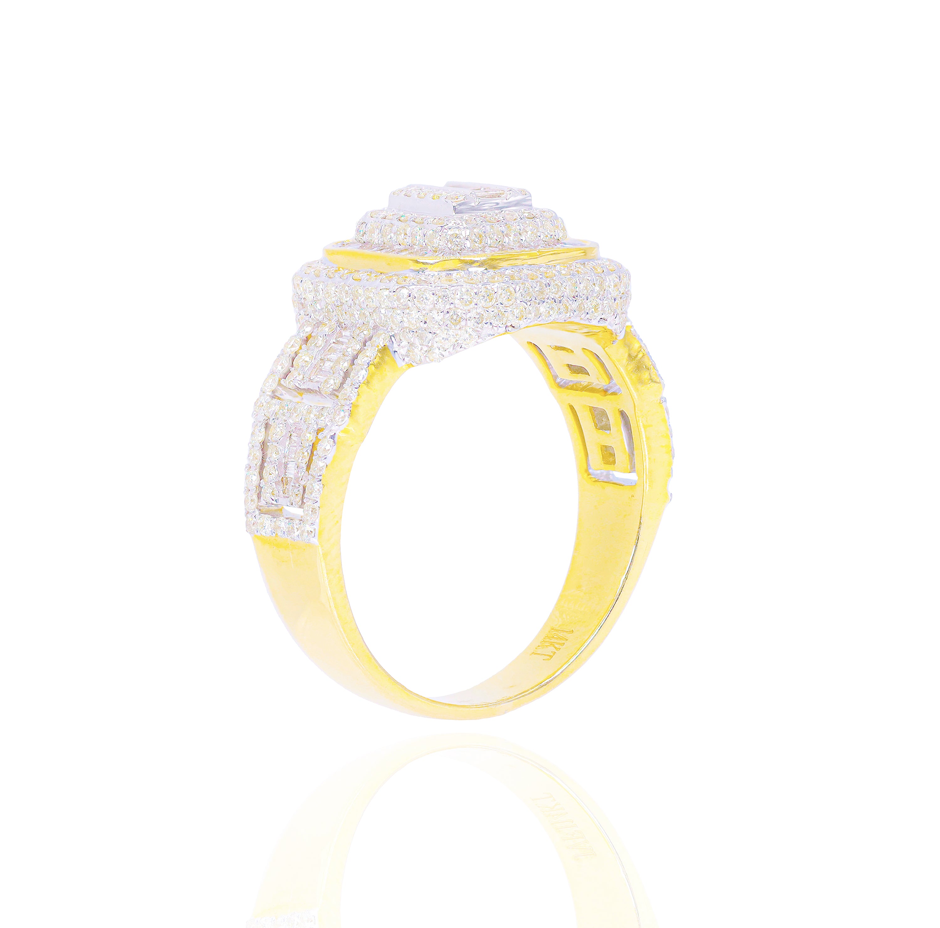 Square Top Baguette & Round Diamond Ring
