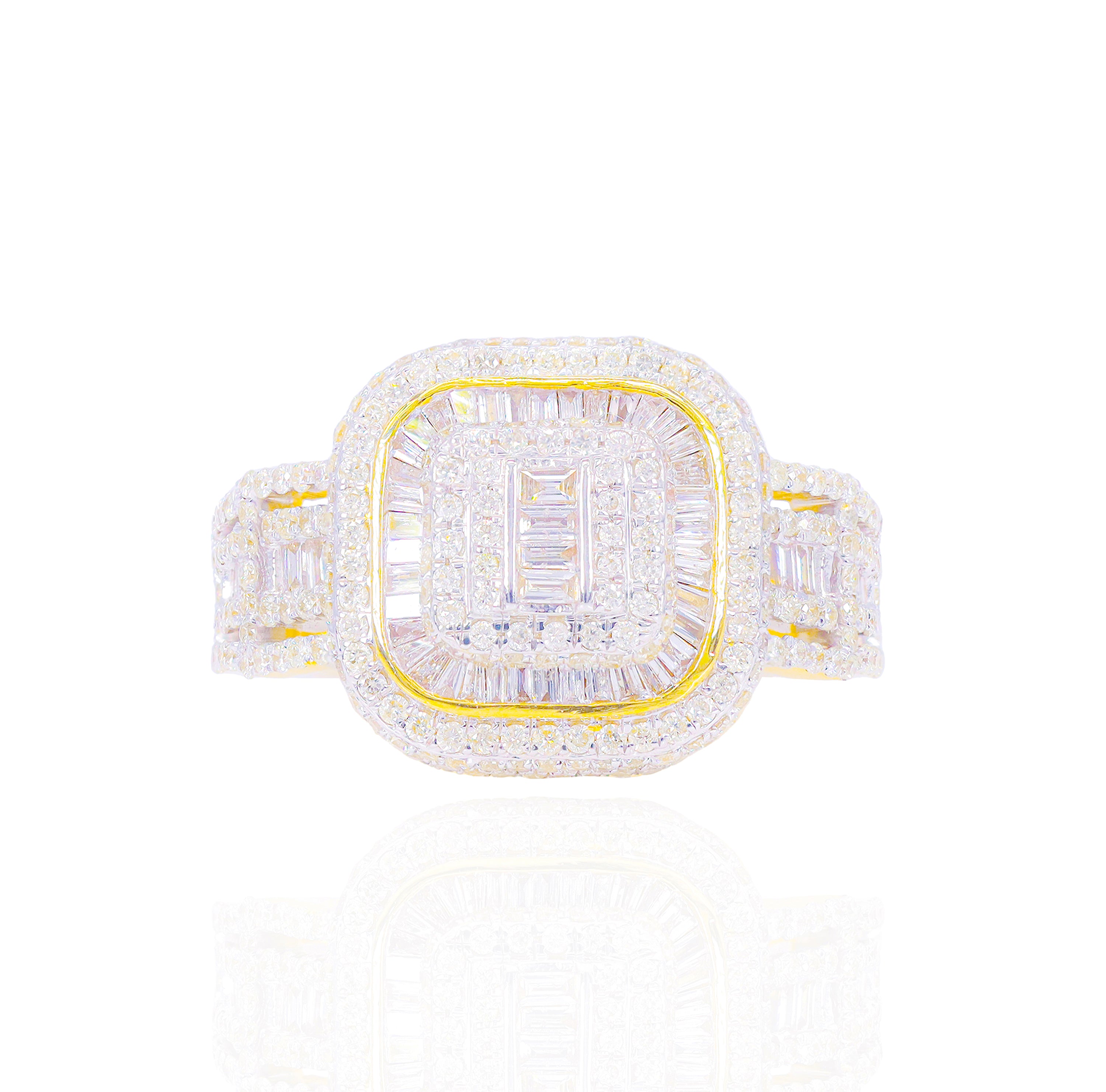 Square Top Baguette & Round Diamond Ring