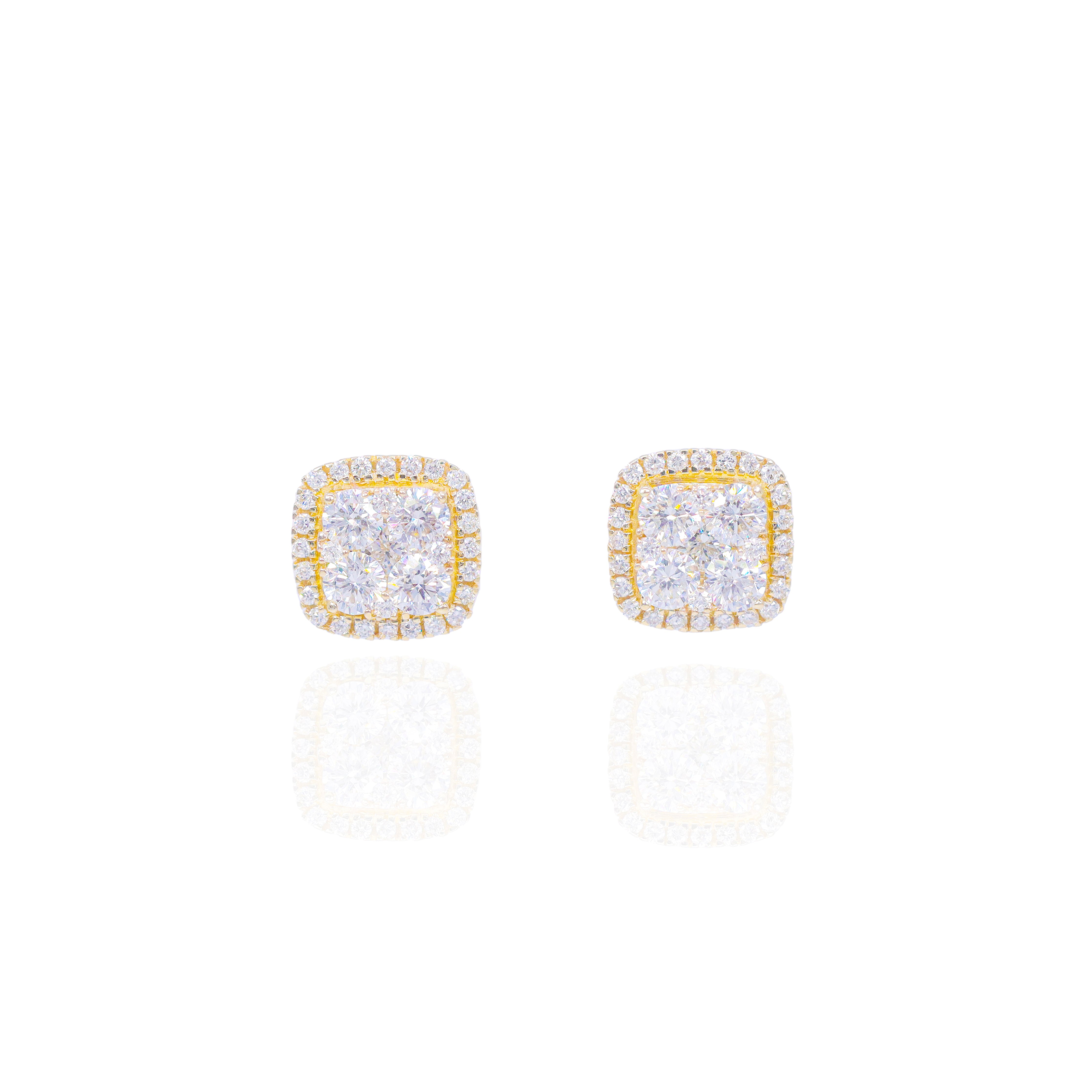 4 Diamond Middle w/ Border Square Earrings
