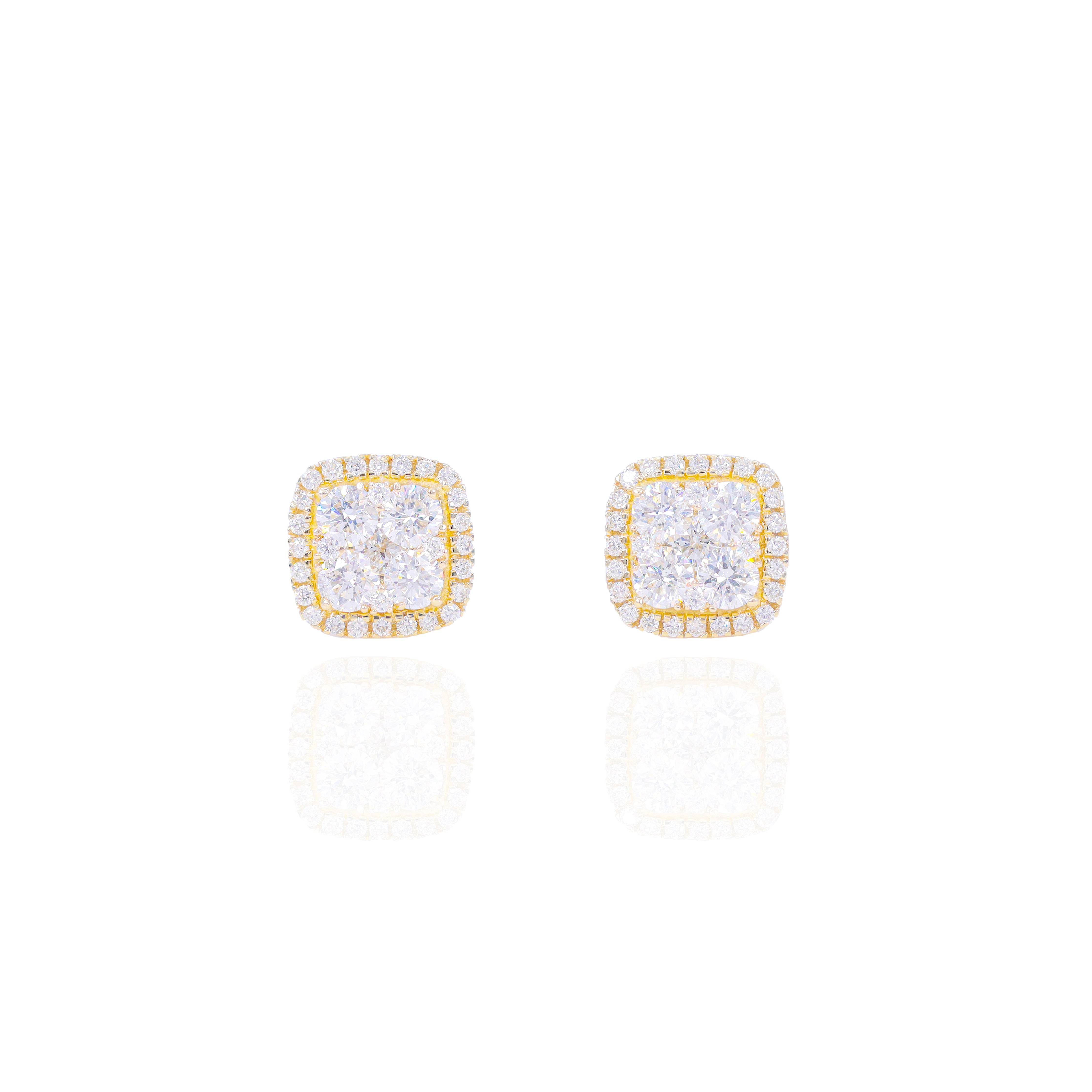 4 Diamond Middle w/ Border Square Earrings