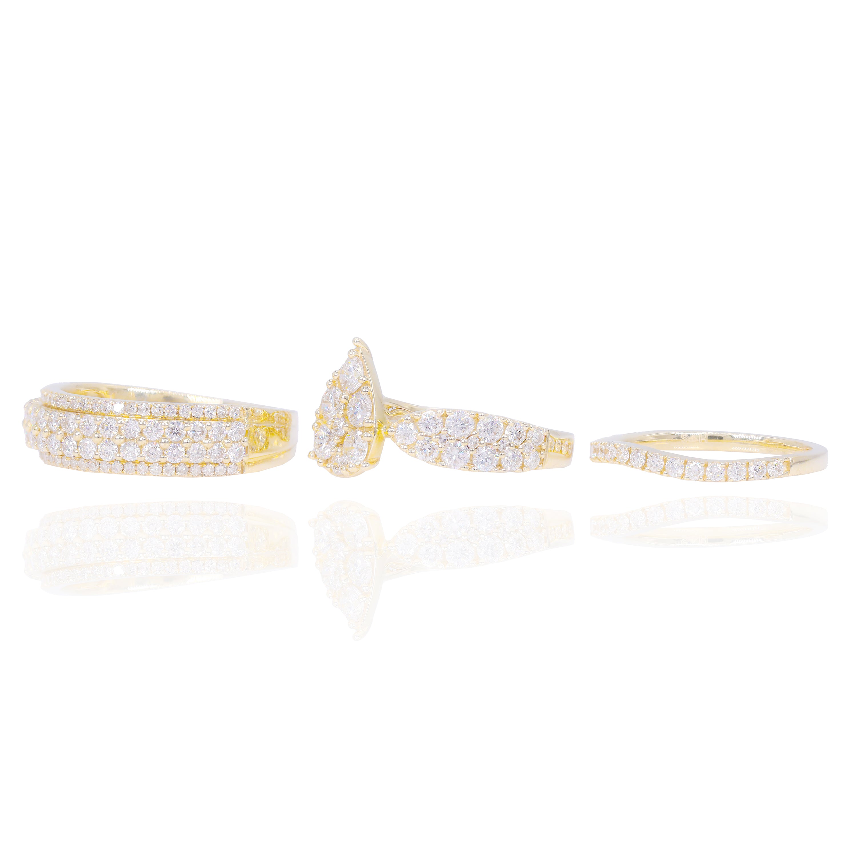 Pear Shape Engagement Ring w/ Large Round Diamonds