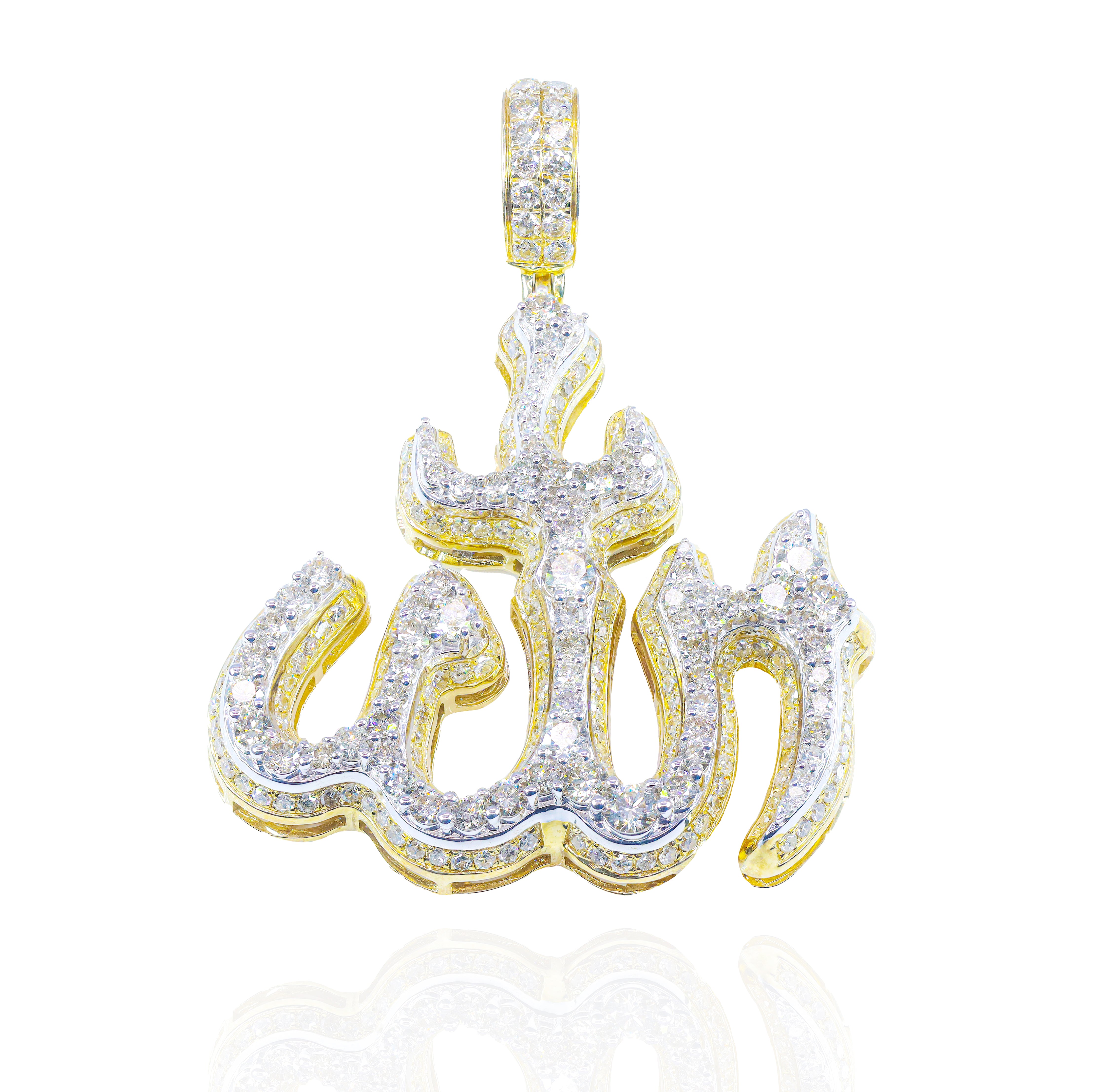 Two-Tone Stacked Allah Diamond Pendant