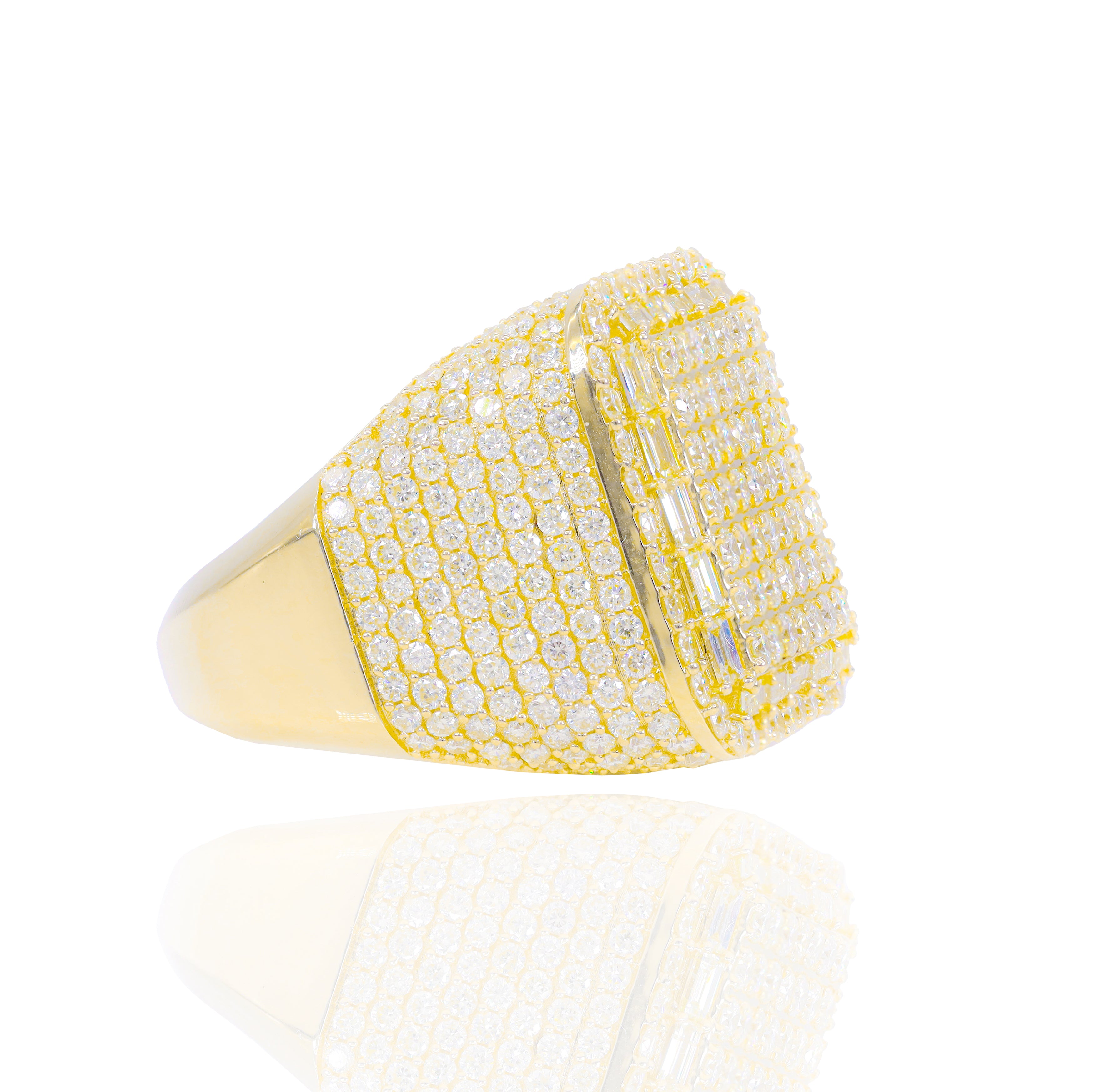 Diamond Square Ring with Baguette Border