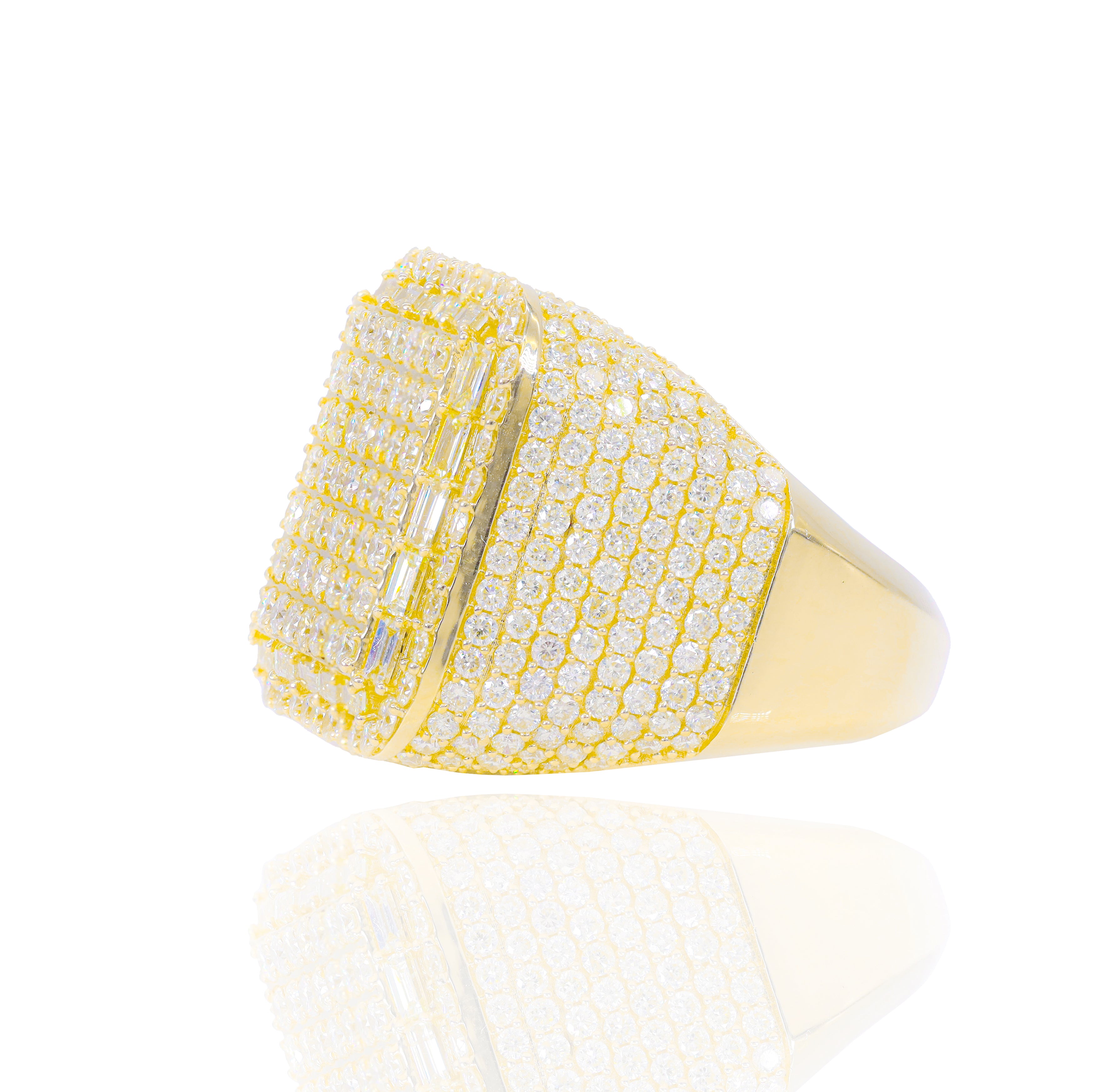 Diamond Square Ring with Baguette Border