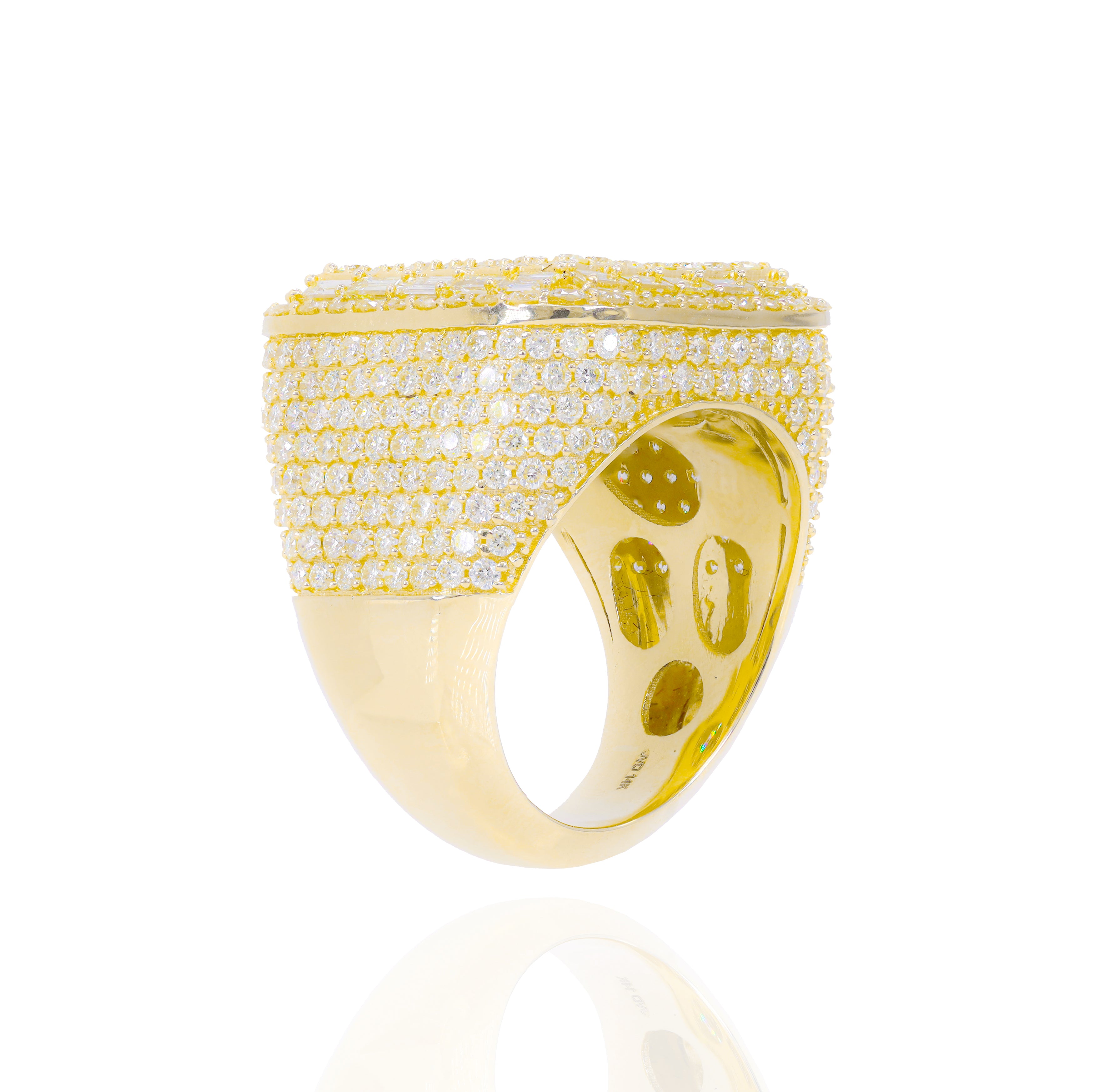 Diamond Square Ring with Baguette Border