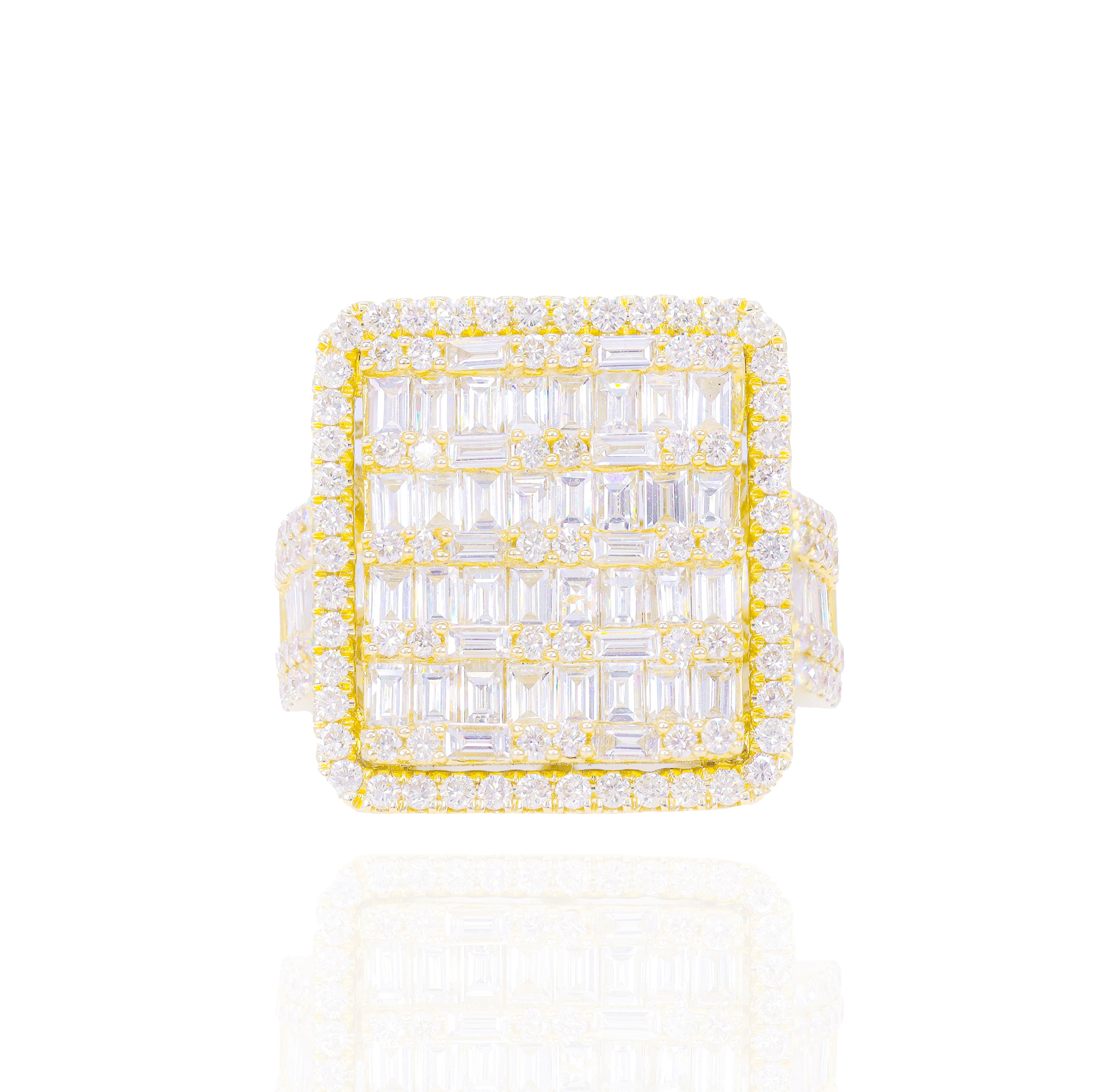 Emerald Shape Baguette & Round Diamond Ring