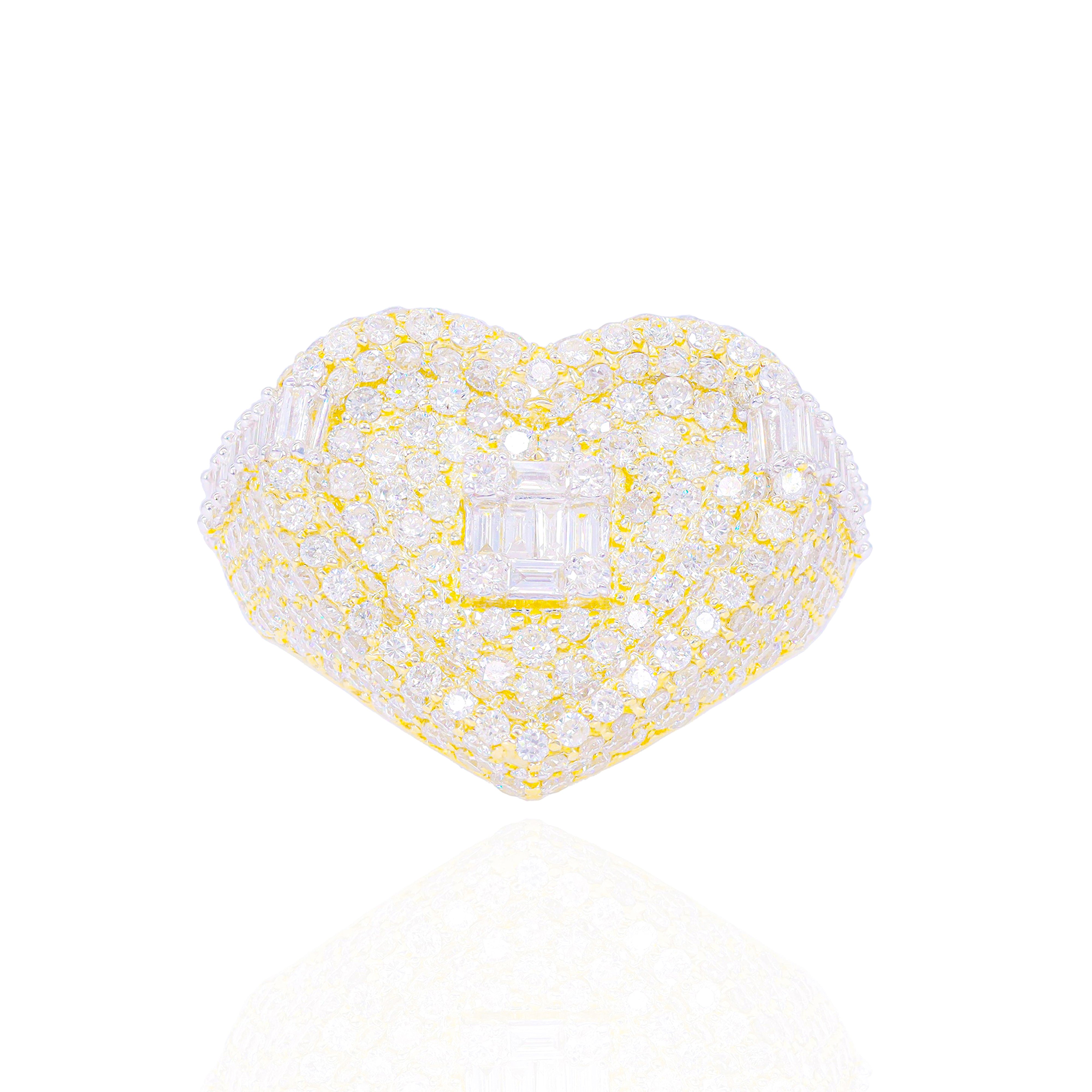 Heart Ring w/ Baguette & Round Diamonds
