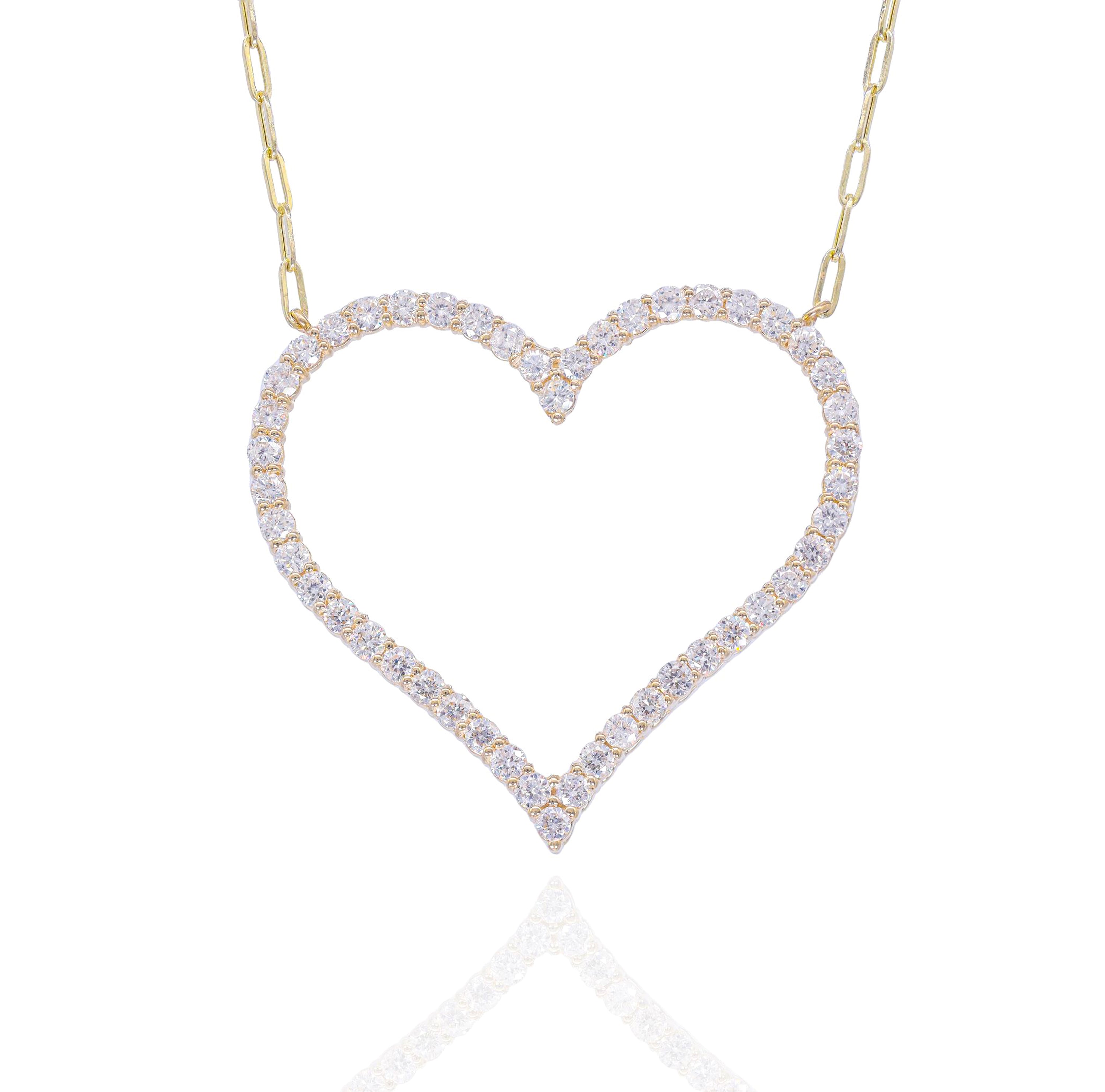 Heart Outline Diamond Pendant w/ Link Chain