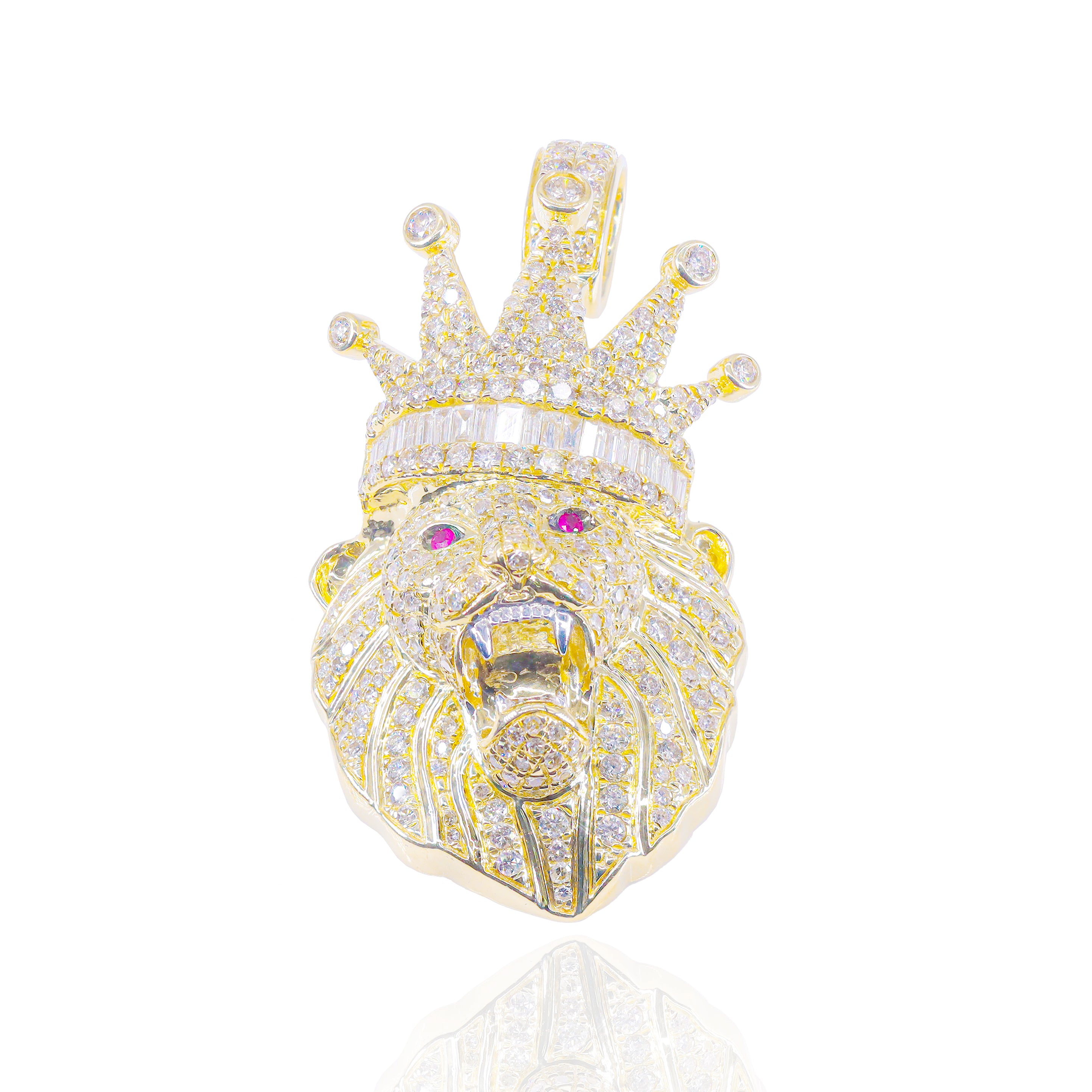 Diamond King Lion Red Rubies Eyes