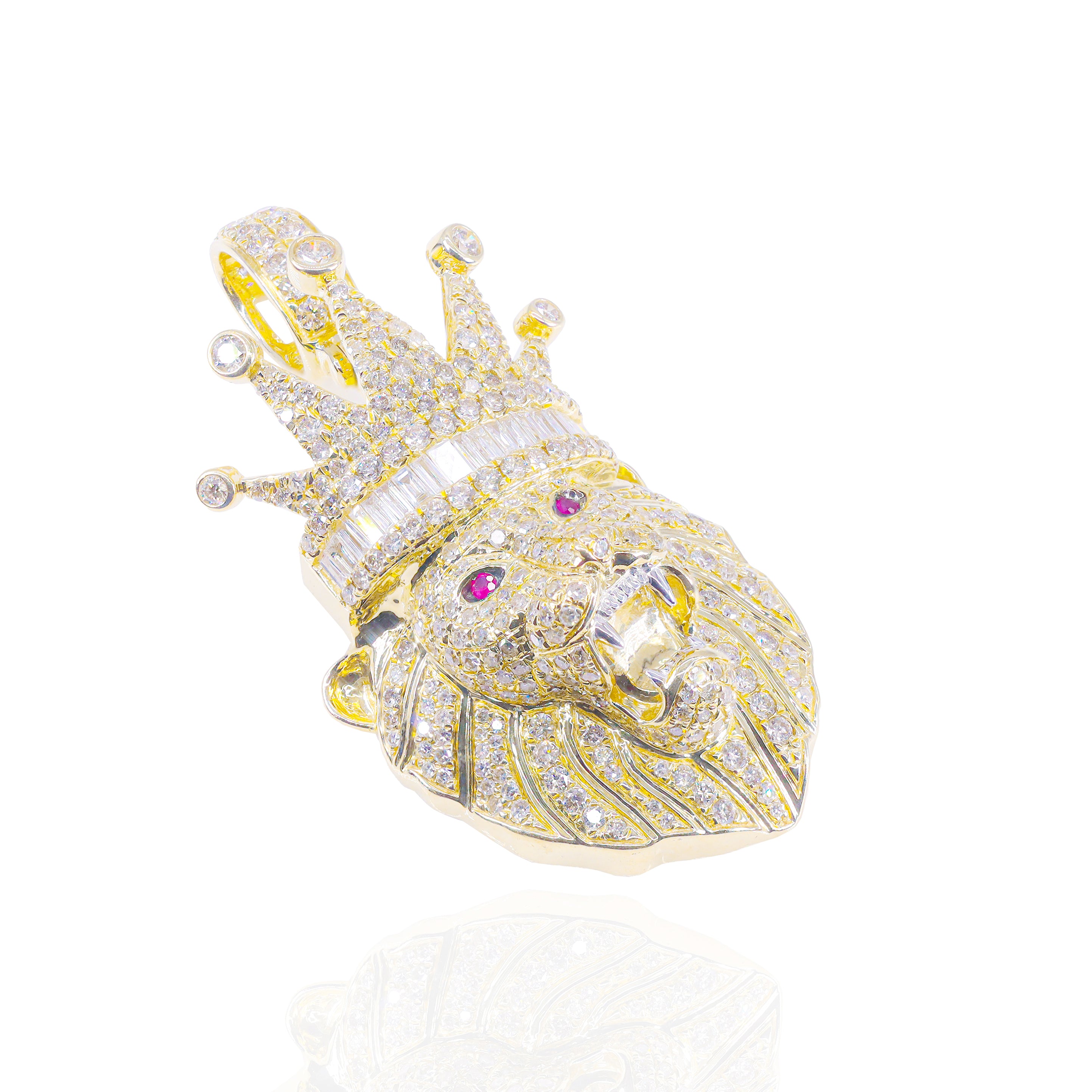 Diamond King Lion Red Rubies Eyes