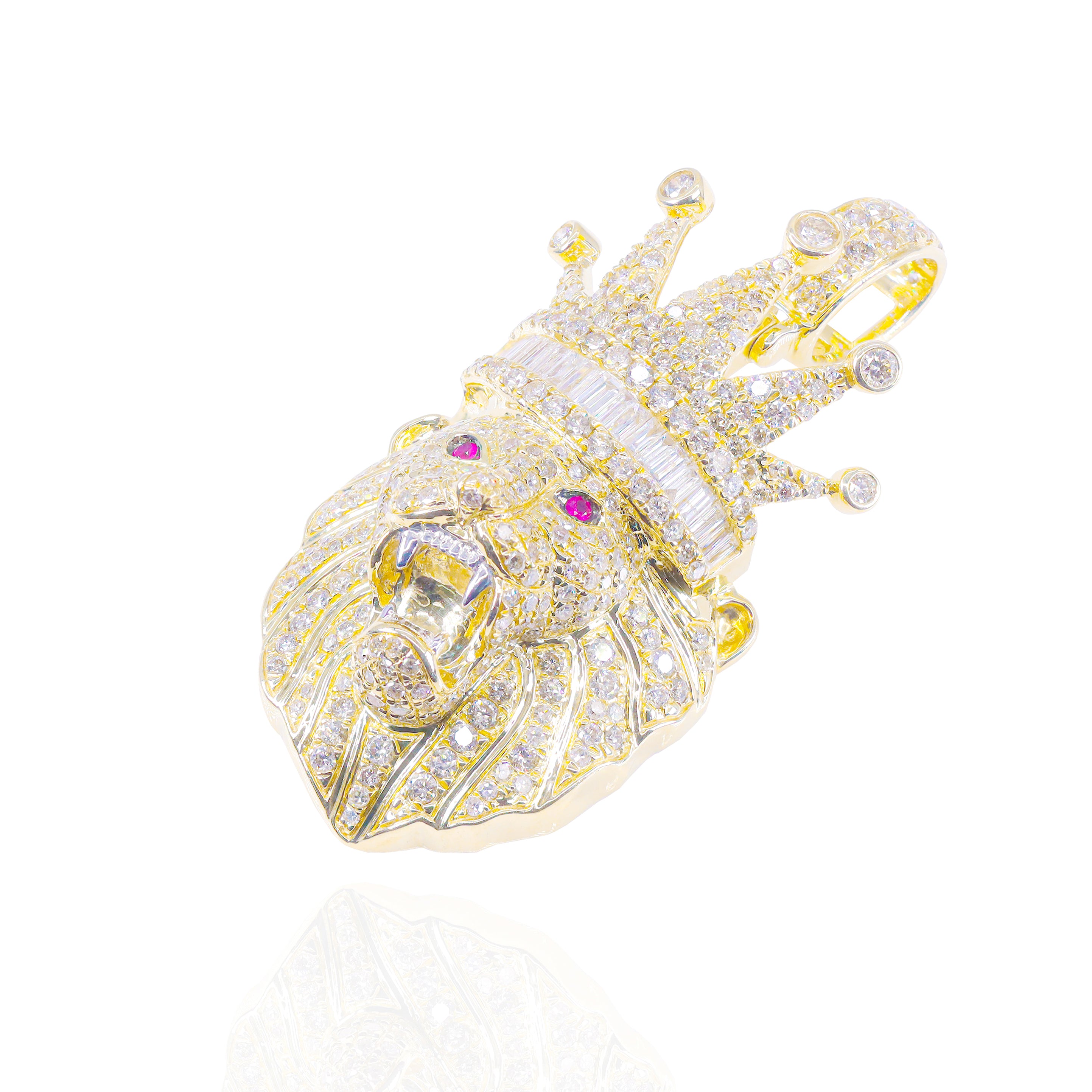 Diamond King Lion Red Rubies Eyes