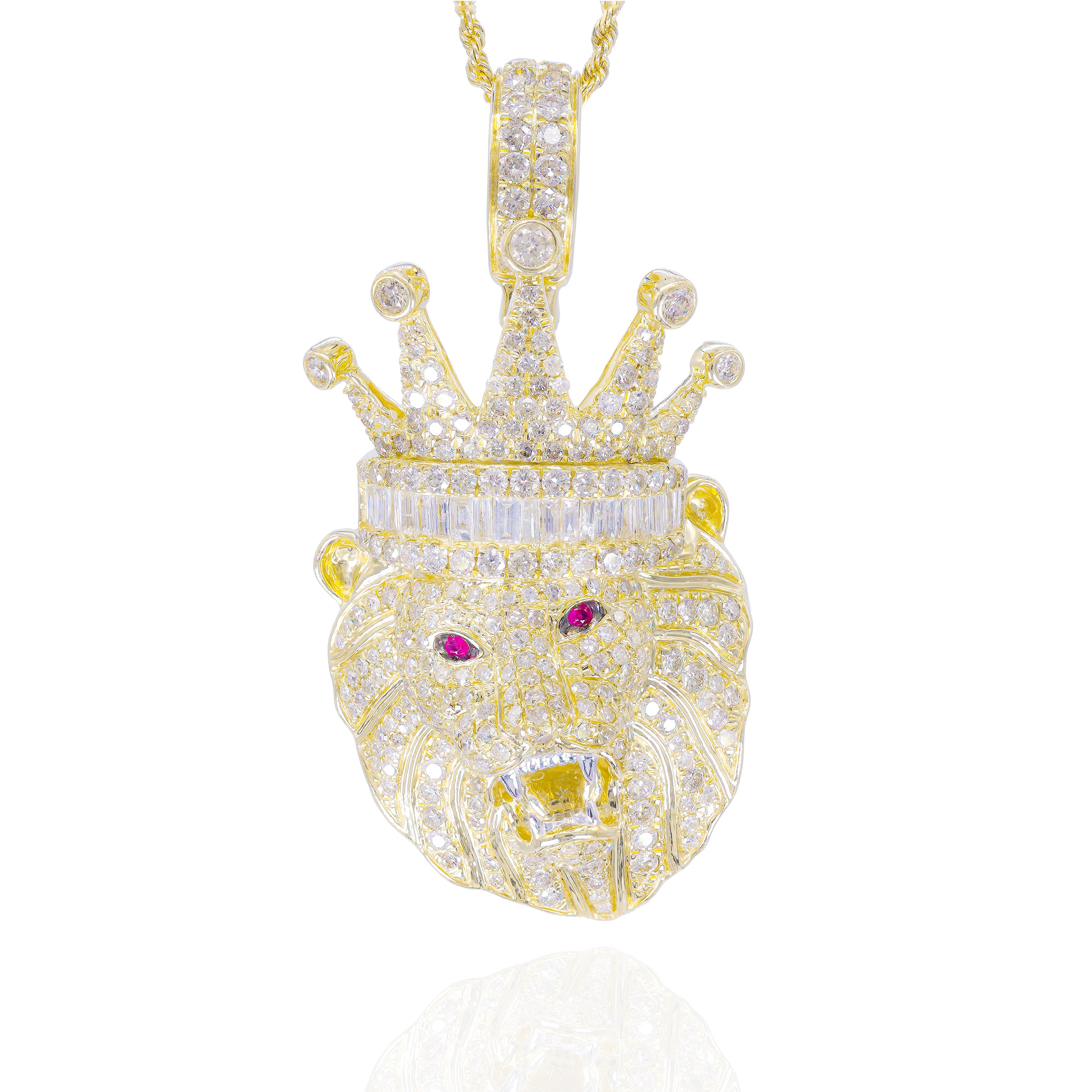 Diamond King Lion Red Rubies Eyes
