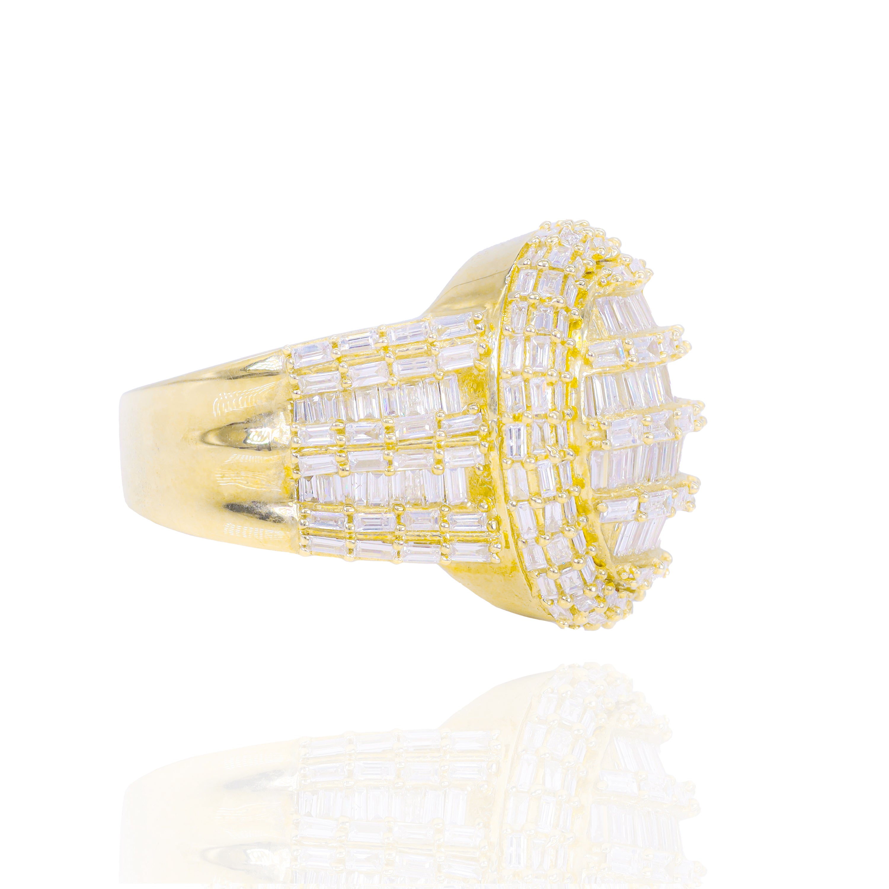 Baguette Diamond Oval Top Men's Ring