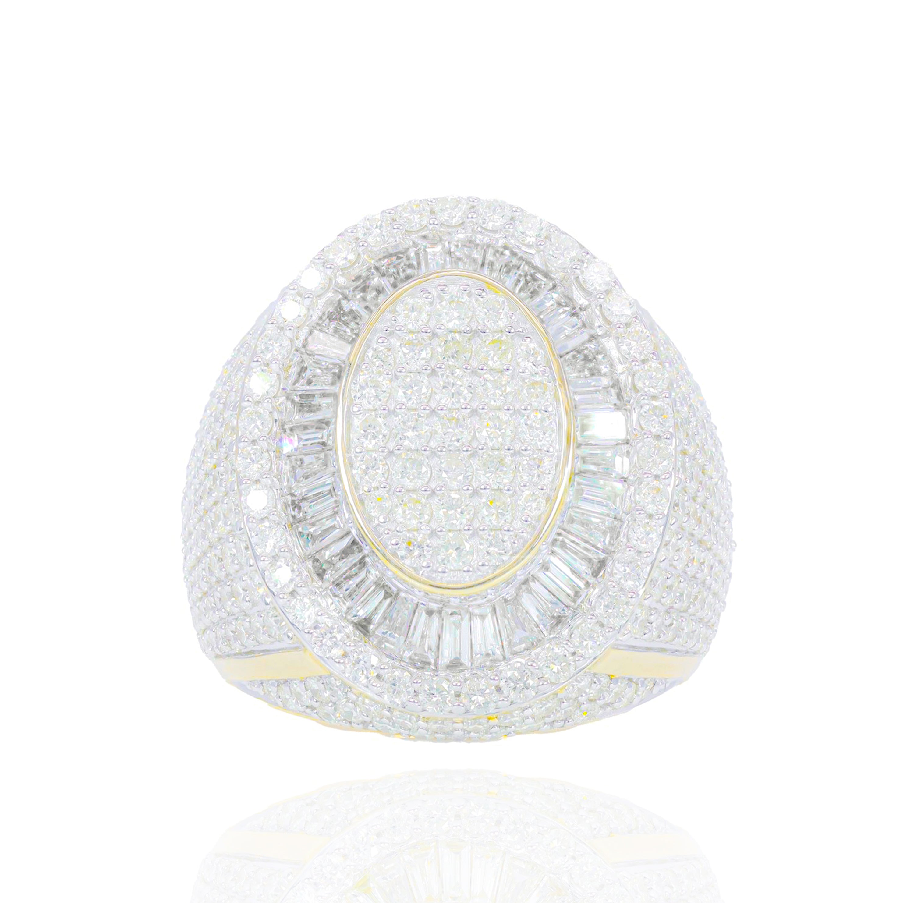 Baguette & White Round Diamond Oval Shaped Ring