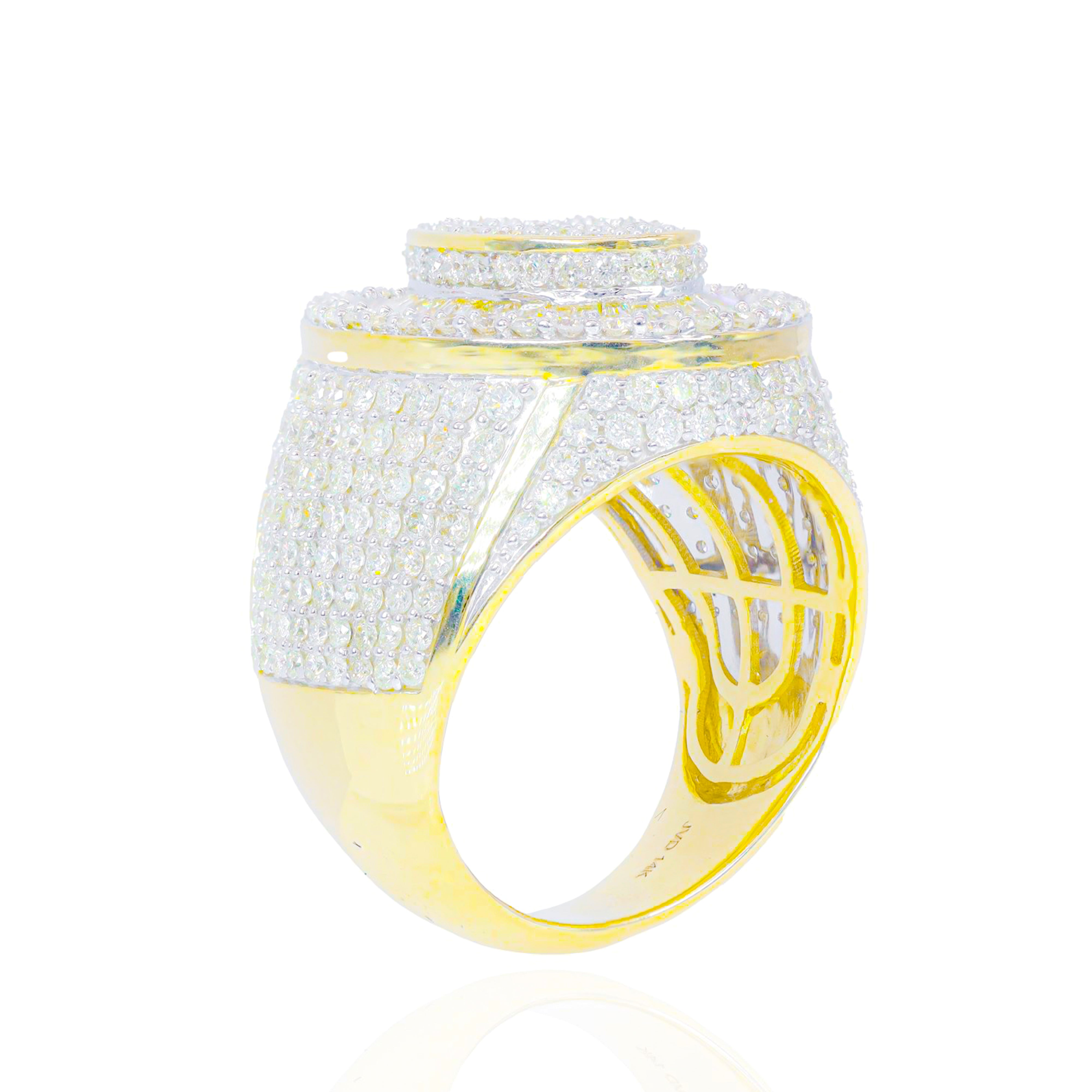 Baguette & White Round Diamond Oval Shaped Ring