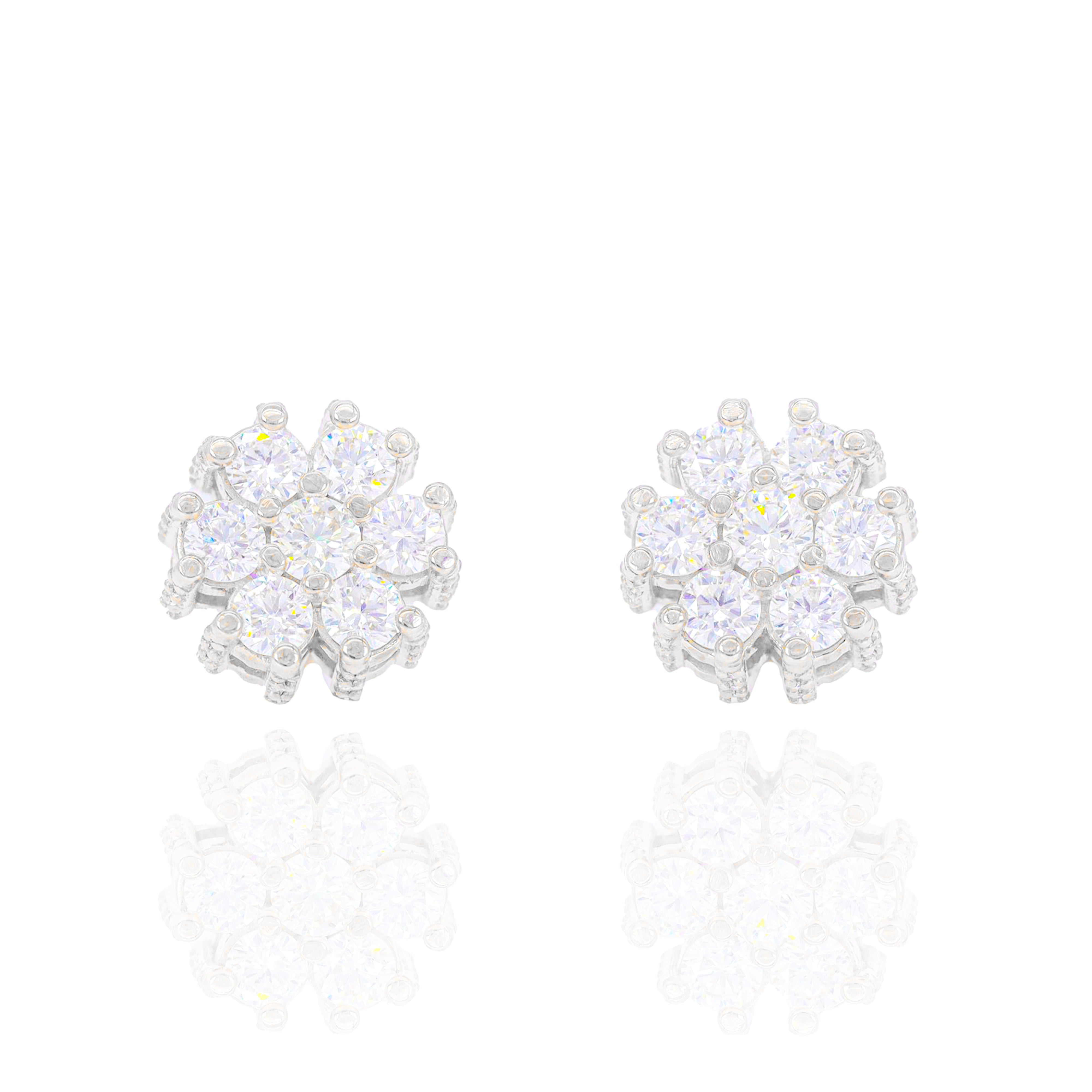 Large Pointer Diamond Flower Earrings