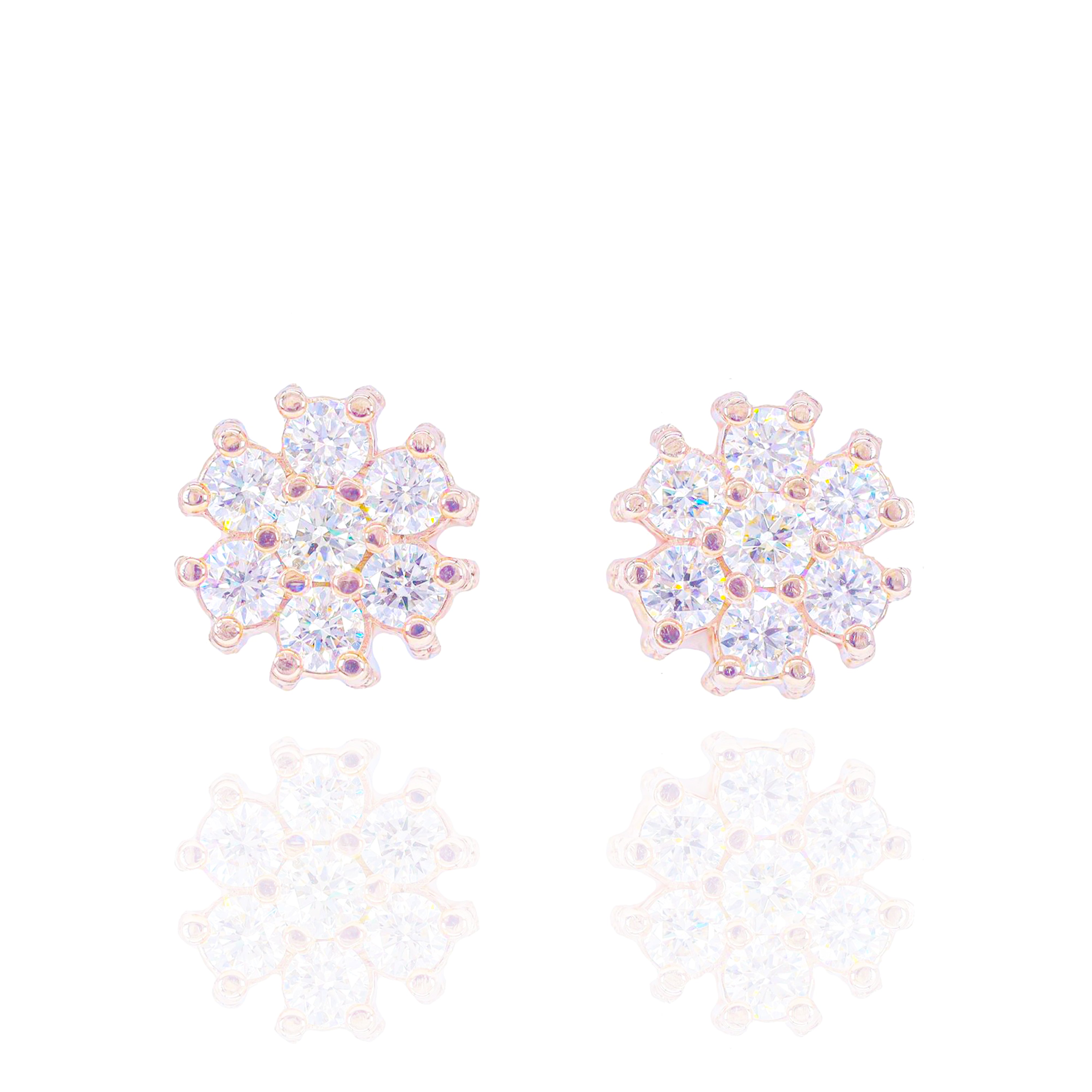 Large Pointer Diamond Flower Earrings