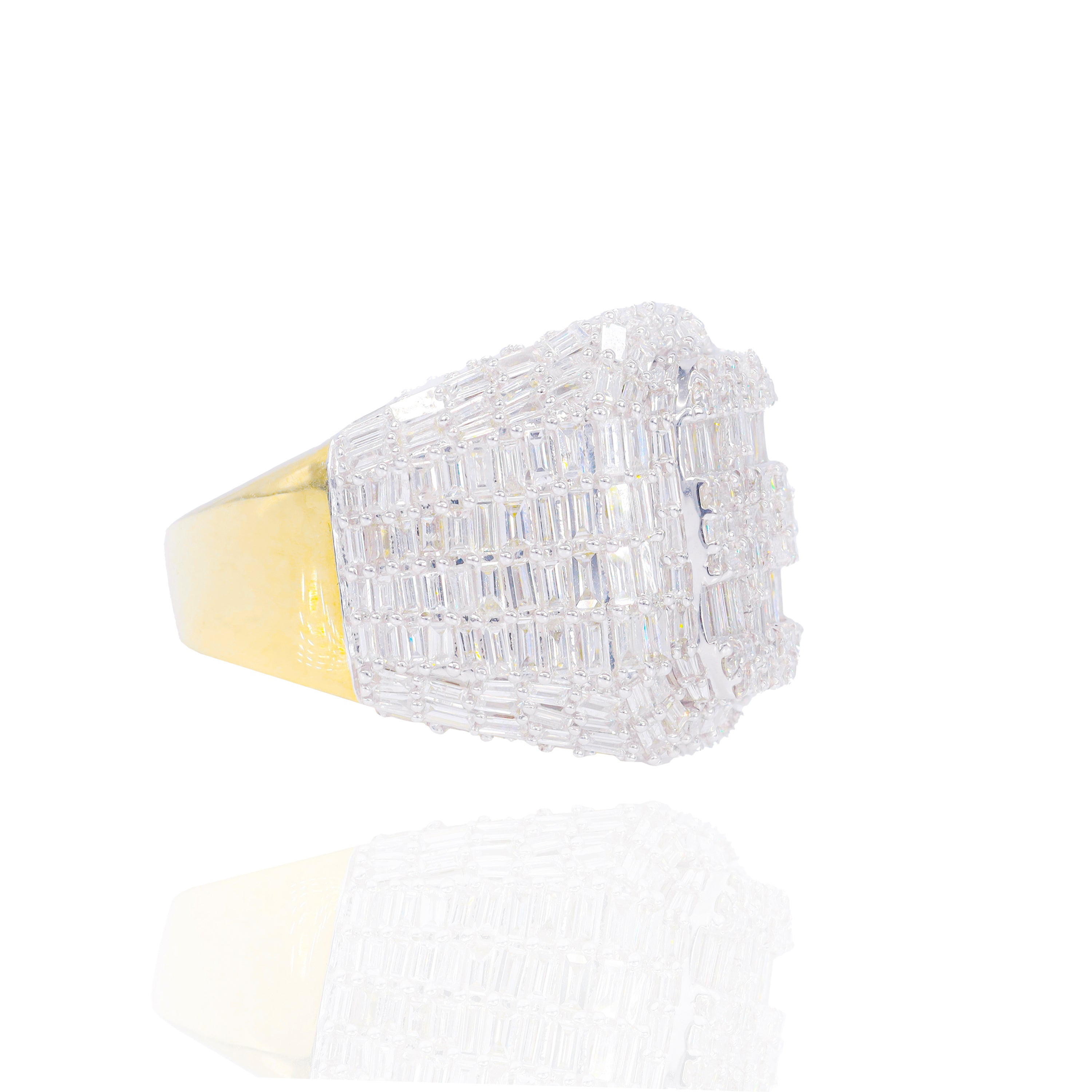 Baguette Elongated Square Diamond Men's Ring