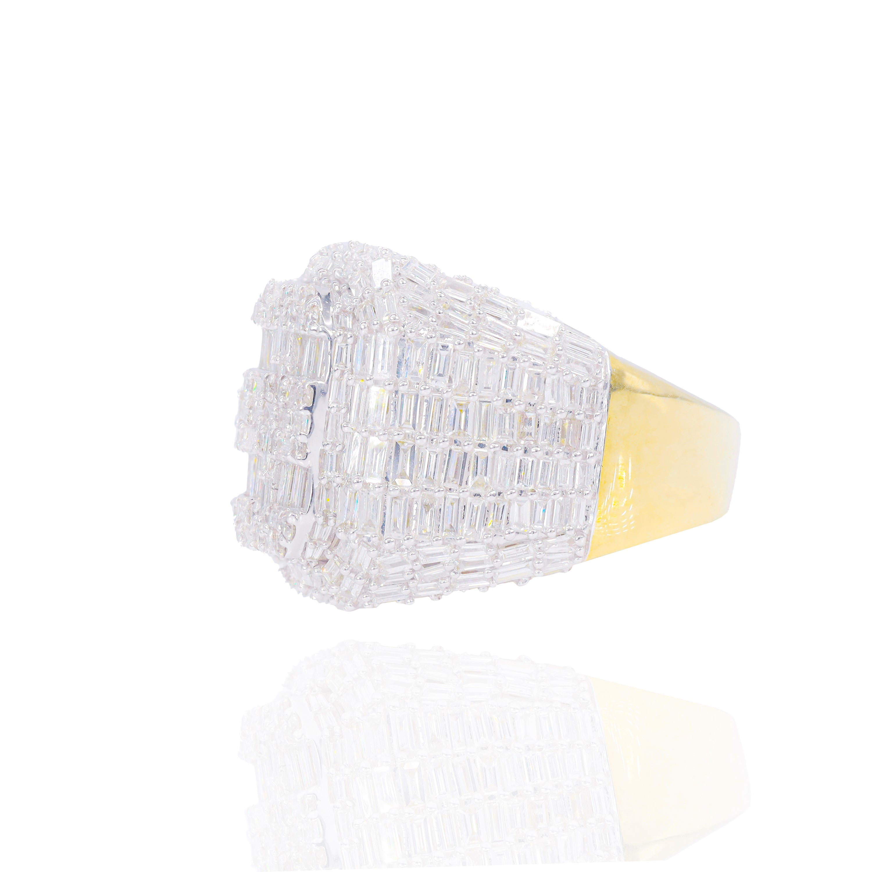 Baguette Elongated Square Diamond Men's Ring
