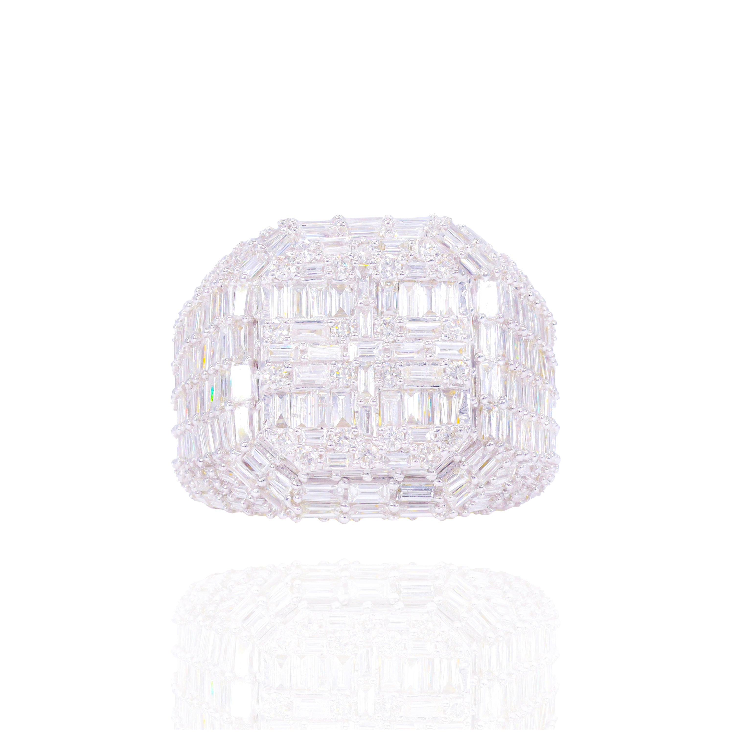 Baguette Elongated Square Diamond Men's Ring