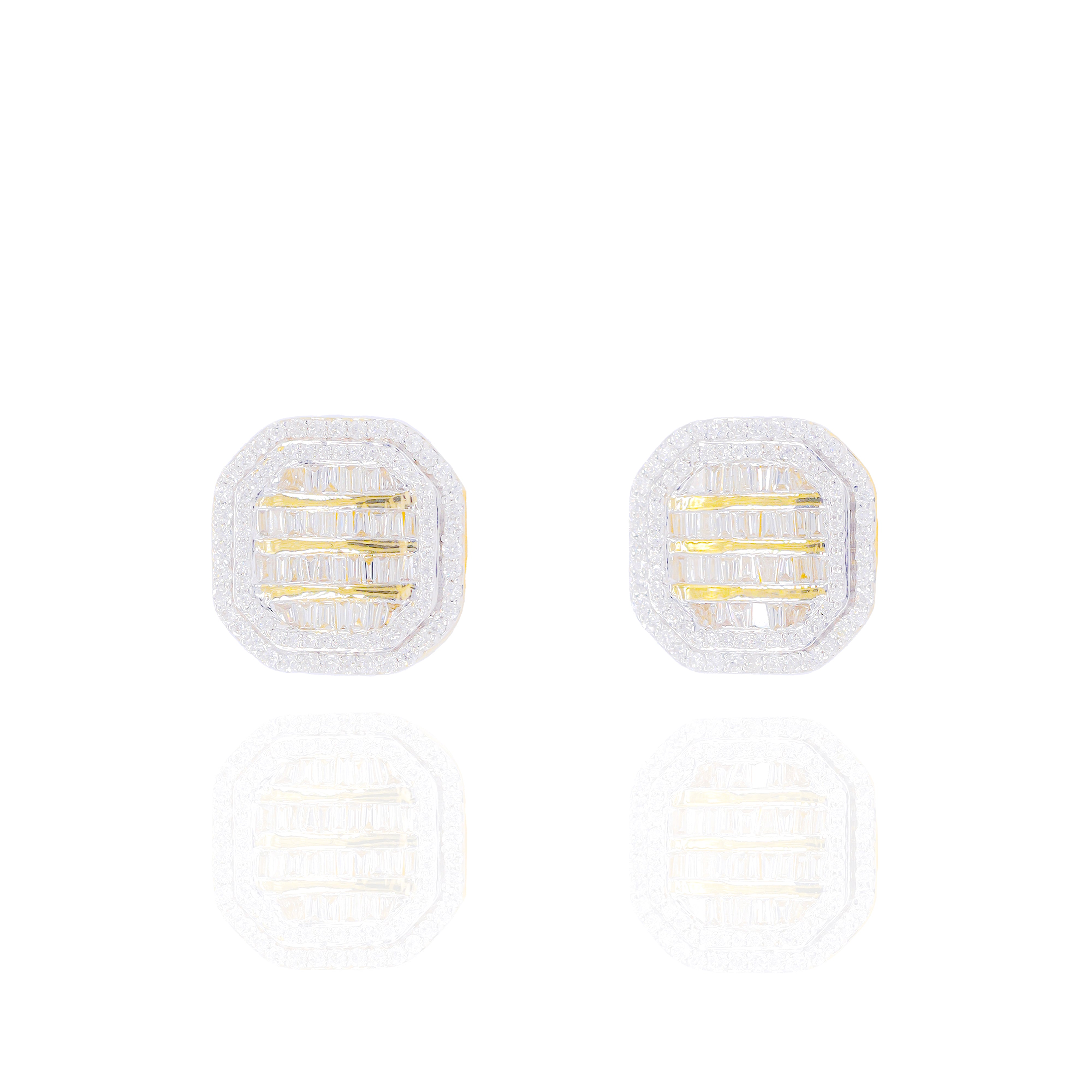 Baguette Rowed Square Diamond Earrings