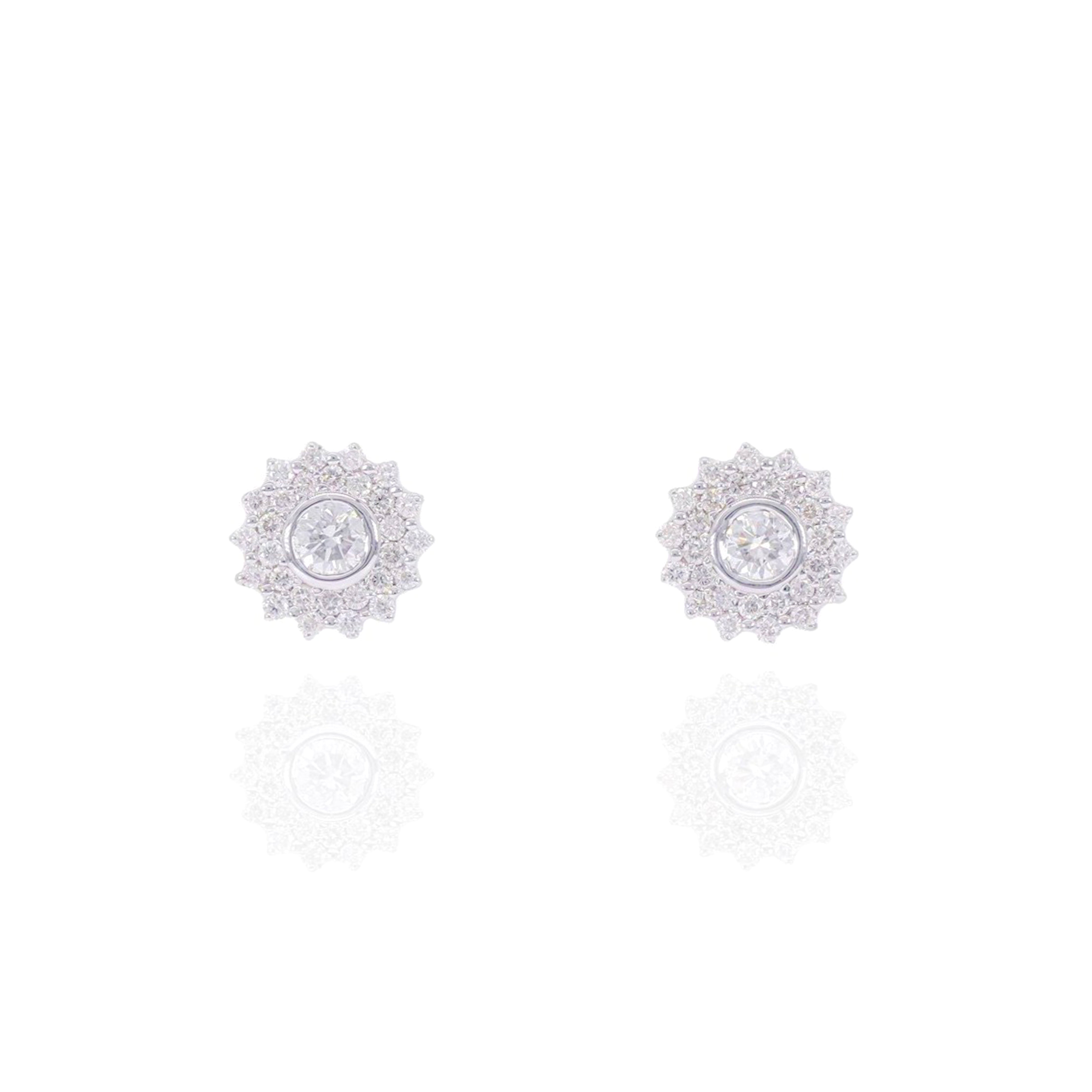 Jagged Cluster w/ Large Center Diamond Earrings