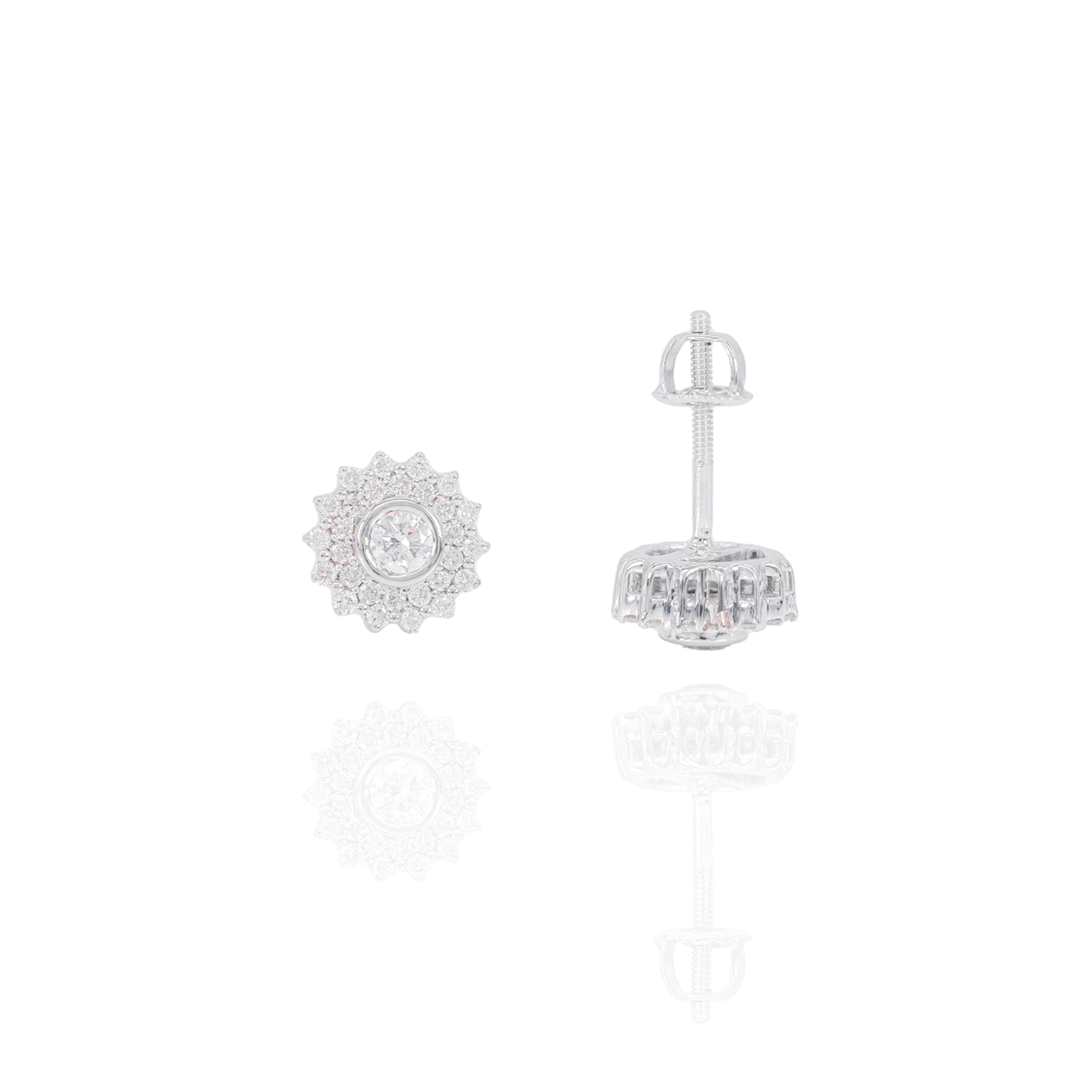 Jagged Cluster w/ Large Center Diamond Earrings