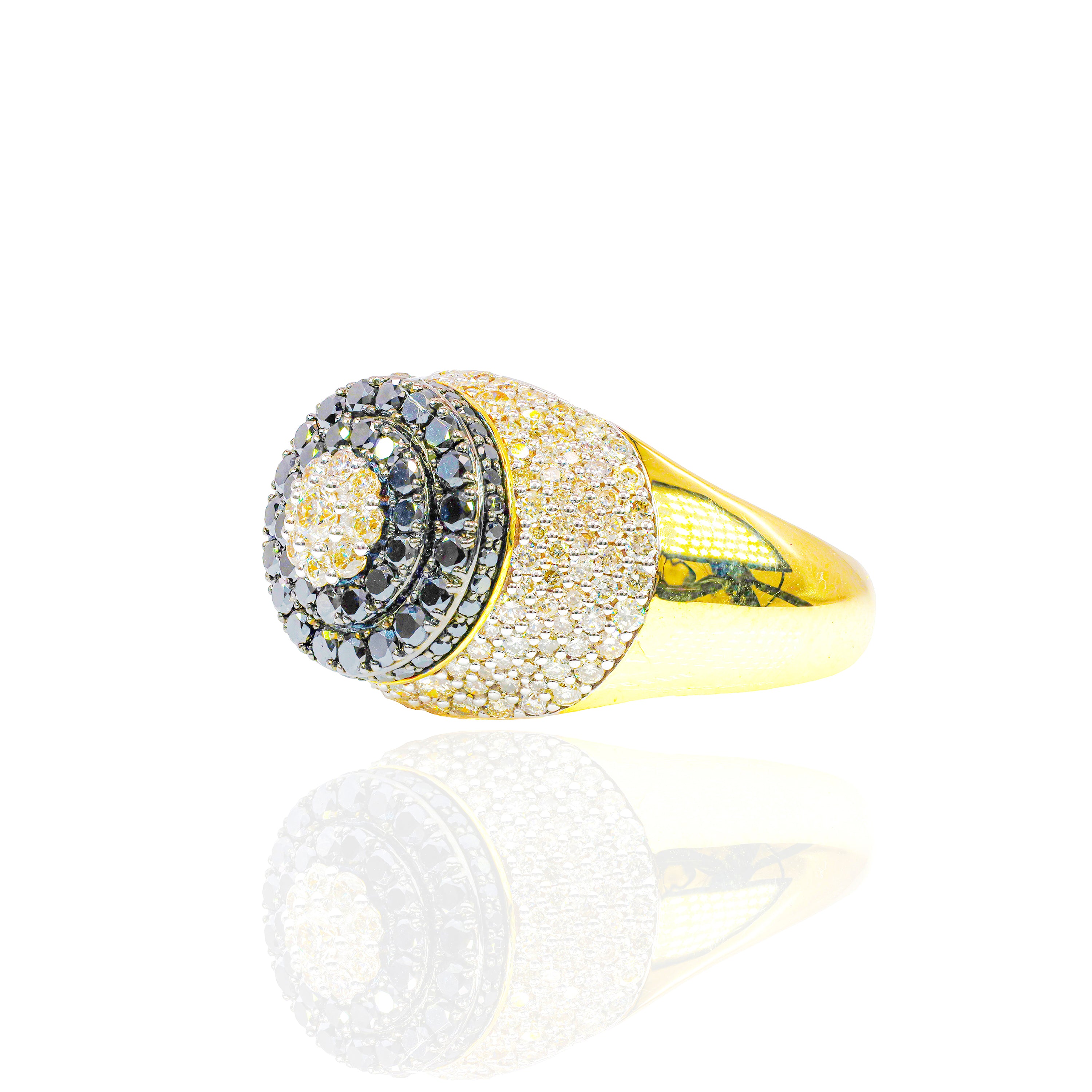 Round Black & White Diamond Ring