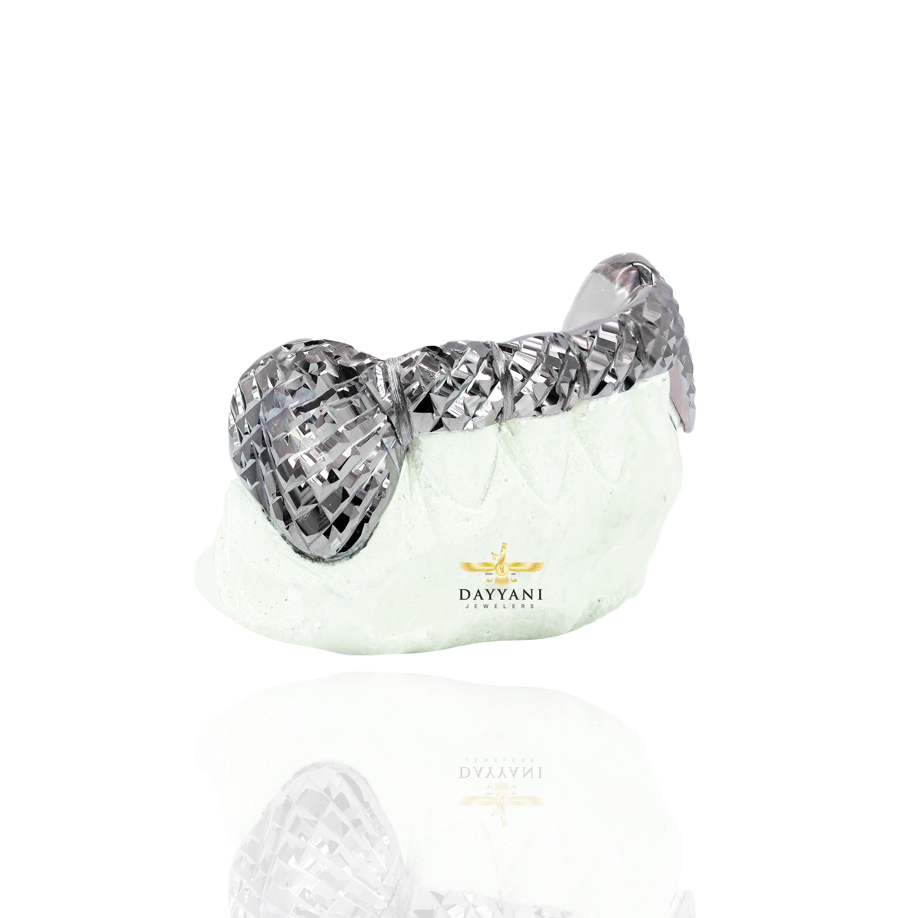 Custom 2 Teeth with Bar with Black Rhodium with Trillion Cut Gold Grillz