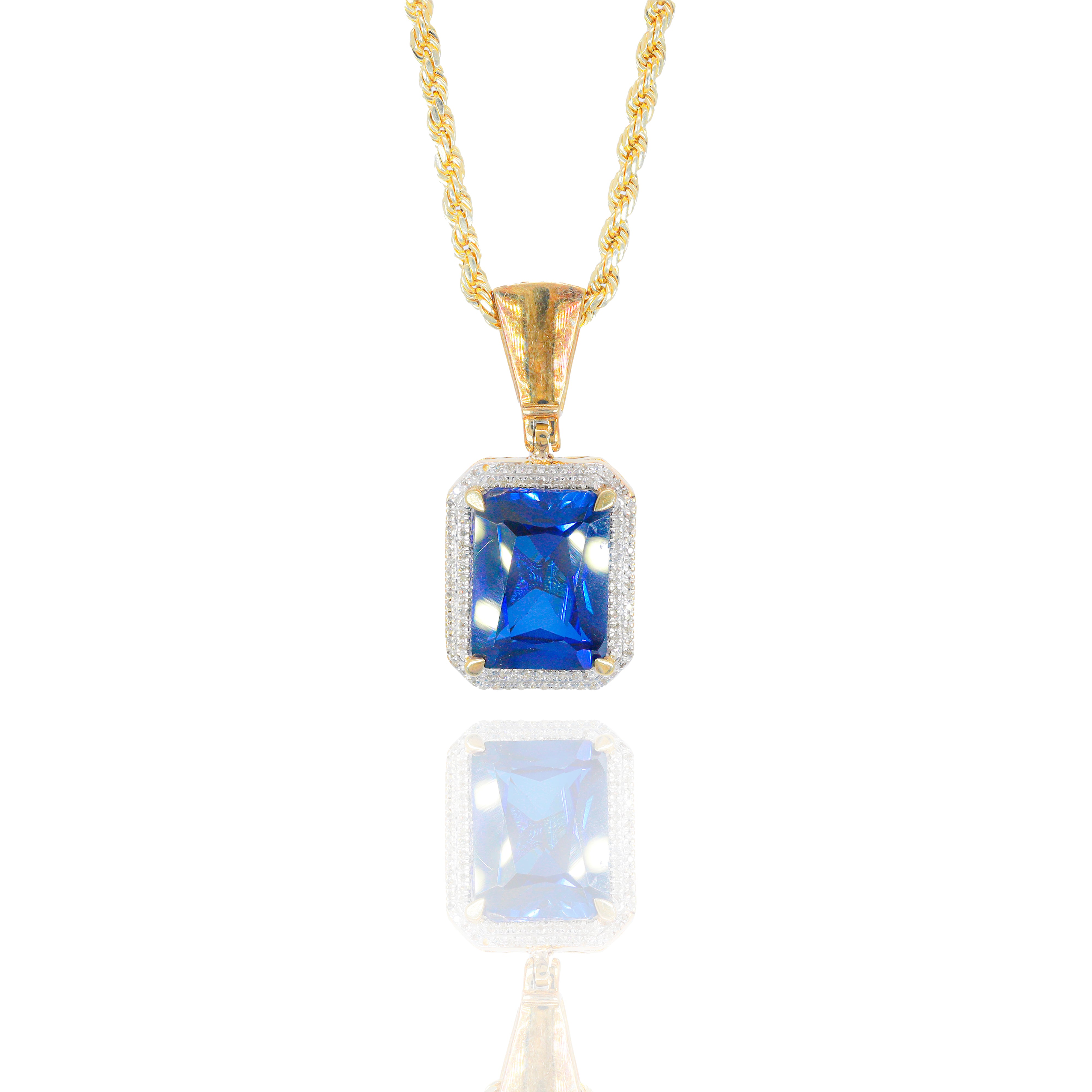 Blue Gemstone Diamond Pendant