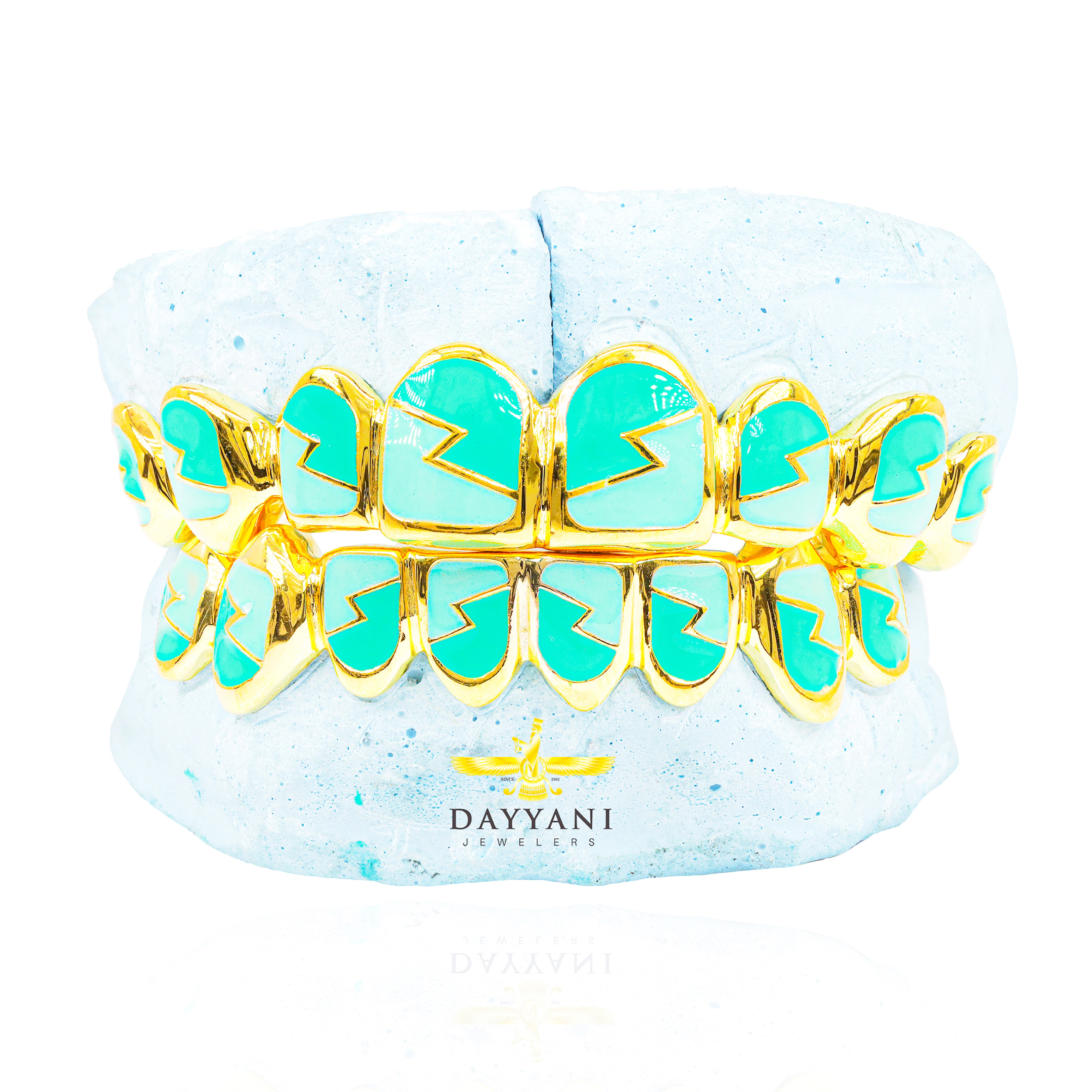 Custom Official MINT Tobe Nwigwe Lightning Pattern Gold Grillz