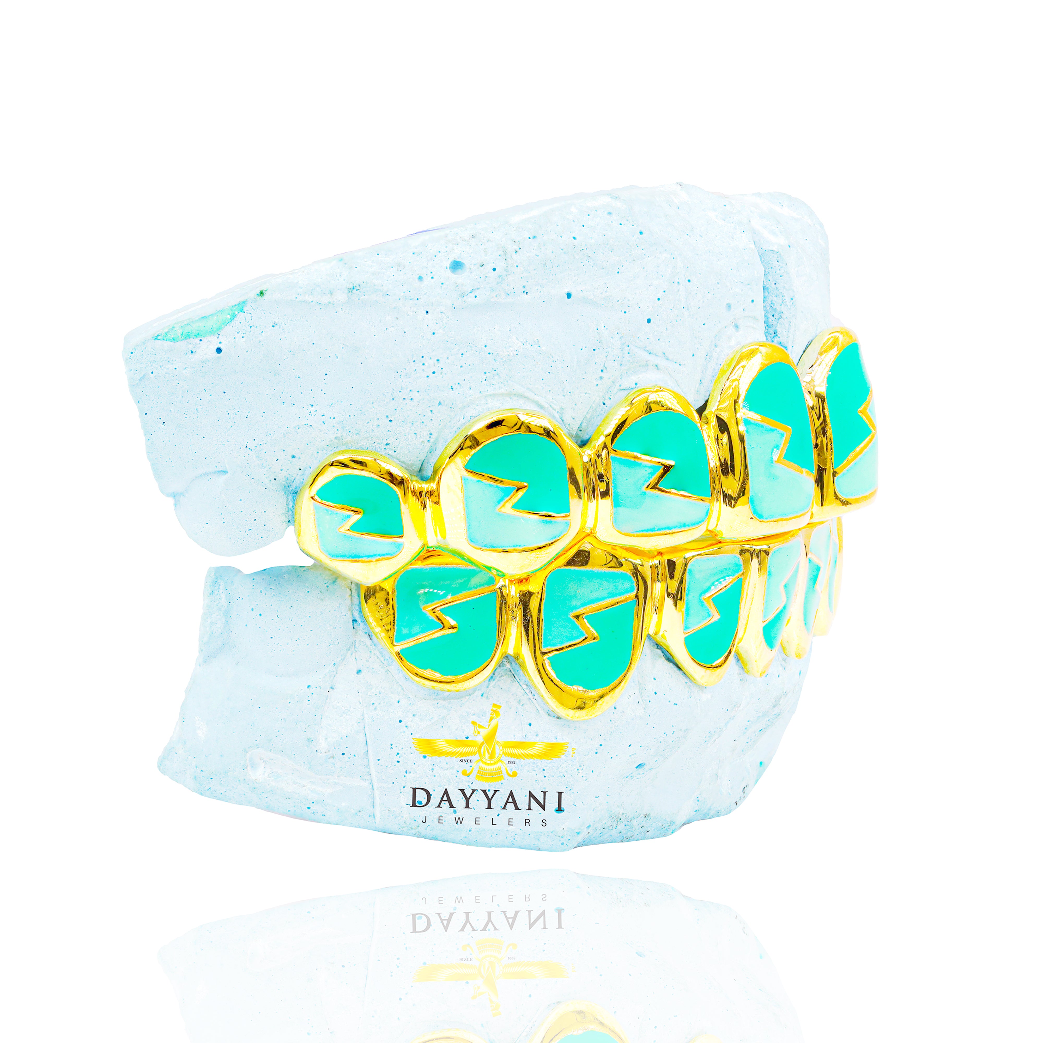 Custom Official MINT Tobe Nwigwe Lightning Pattern Gold Grillz