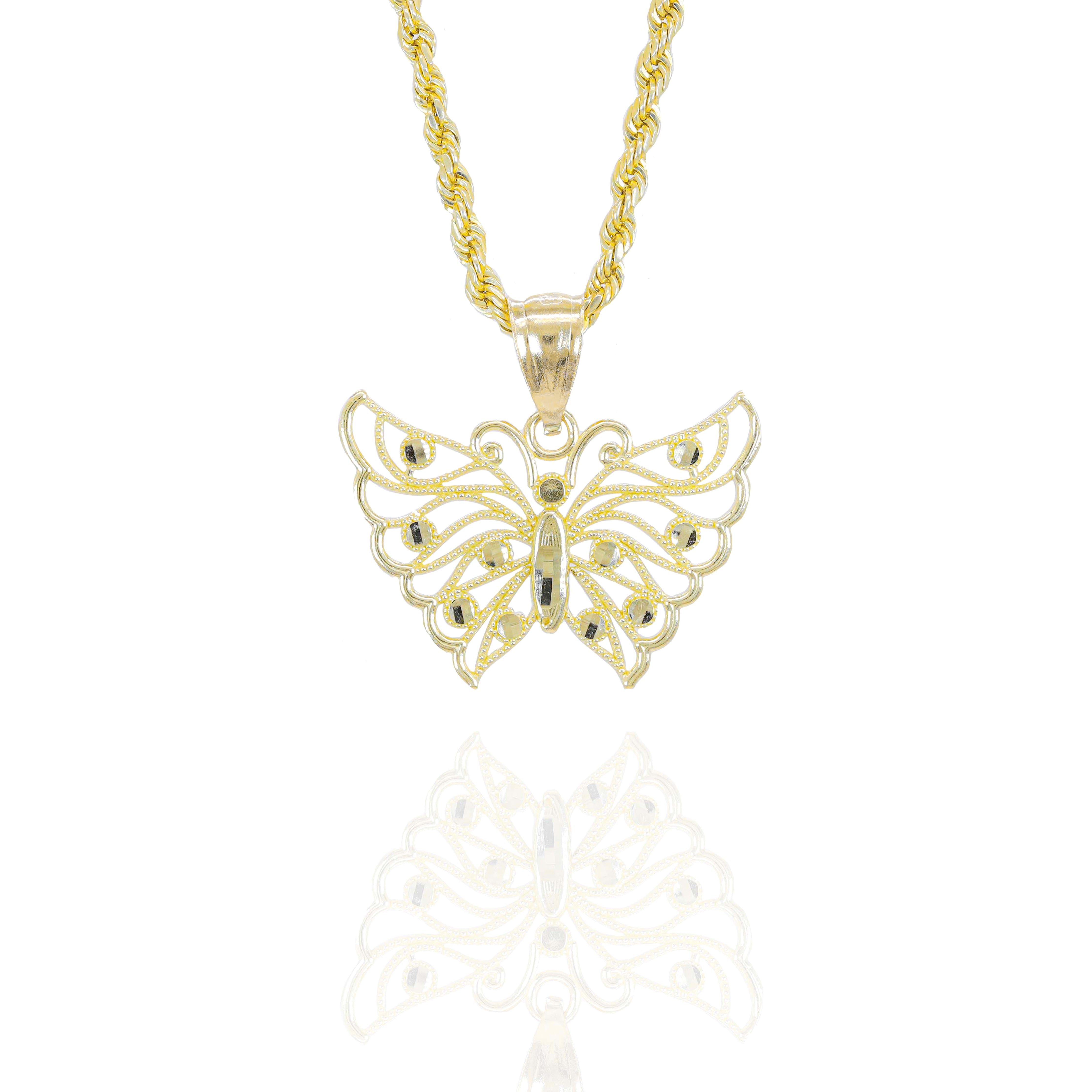 Butterfly Open Solid Gold Pendant