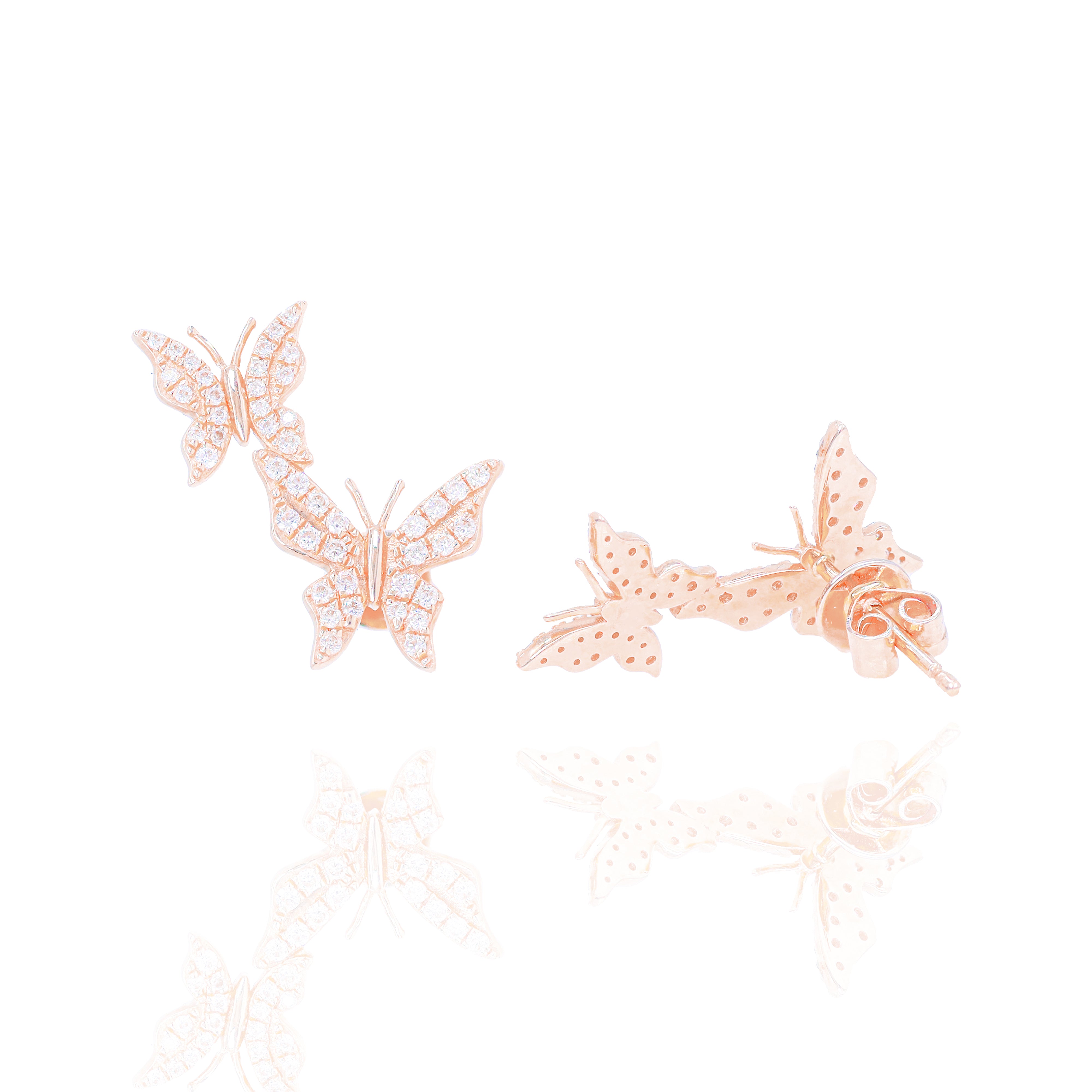 Diamond Flying Butterfly Earrings