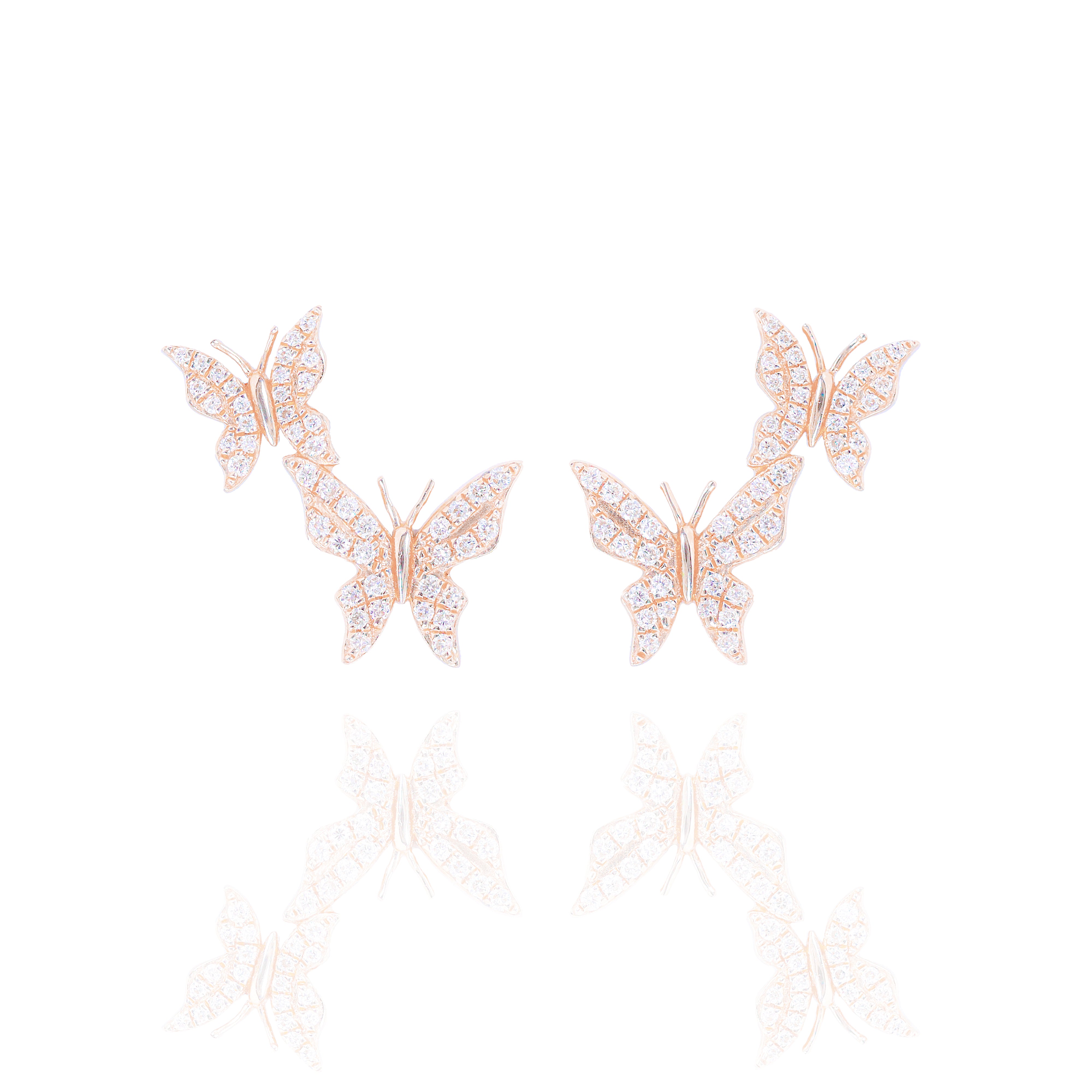 Diamond Flying Butterfly Earrings