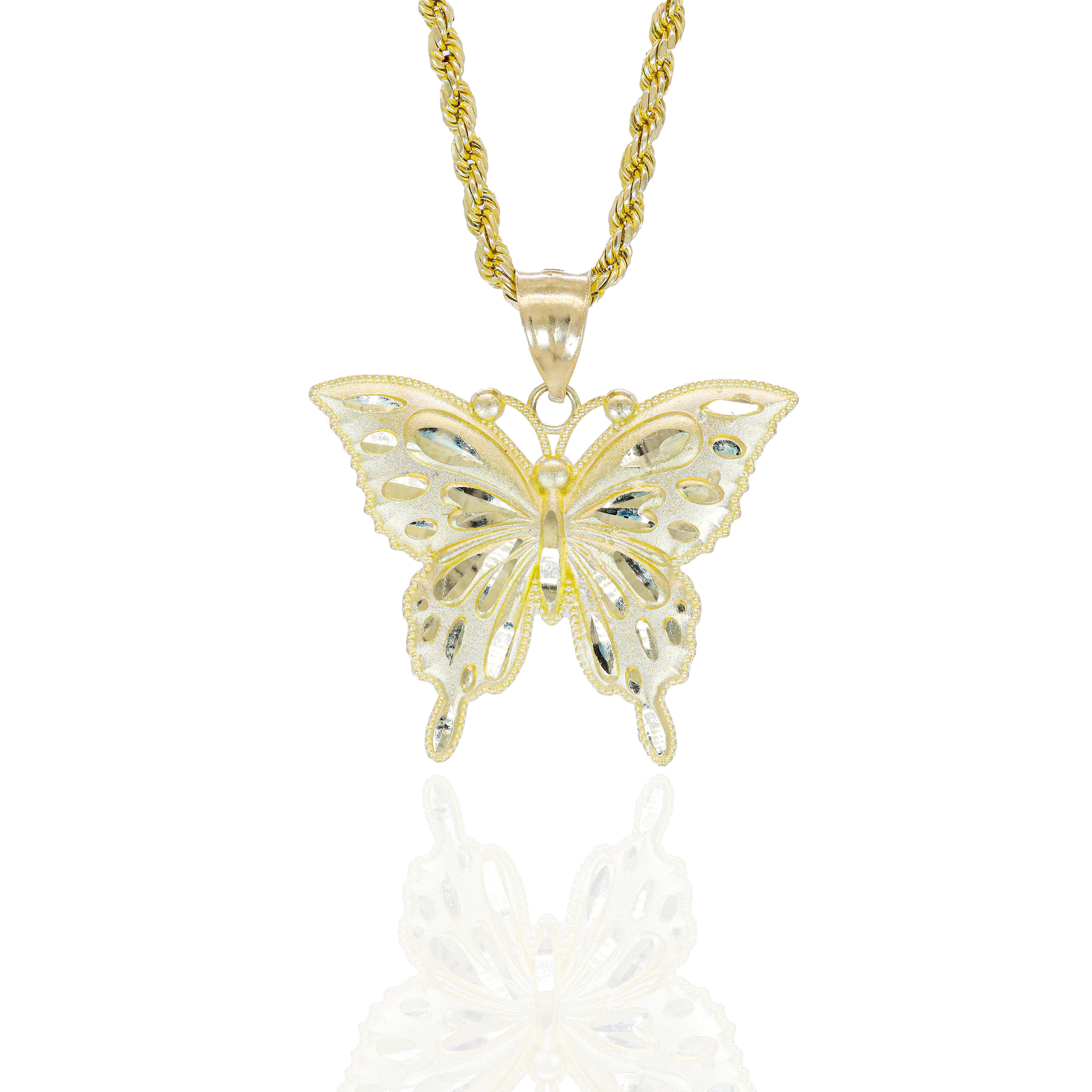 10KT Yellow Gold Butterfly Solid Gold Pendant