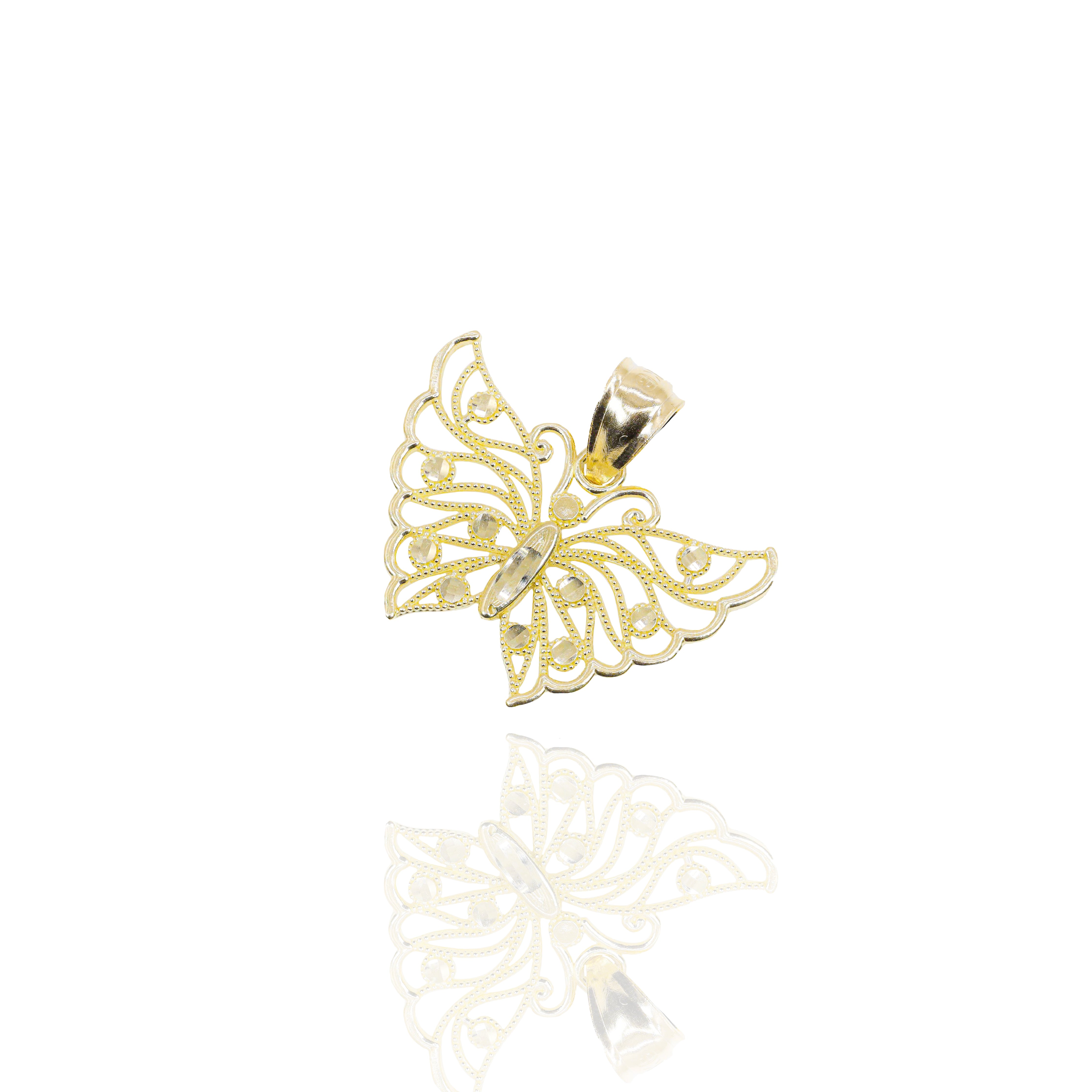 Butterfly Open Solid Gold Pendant