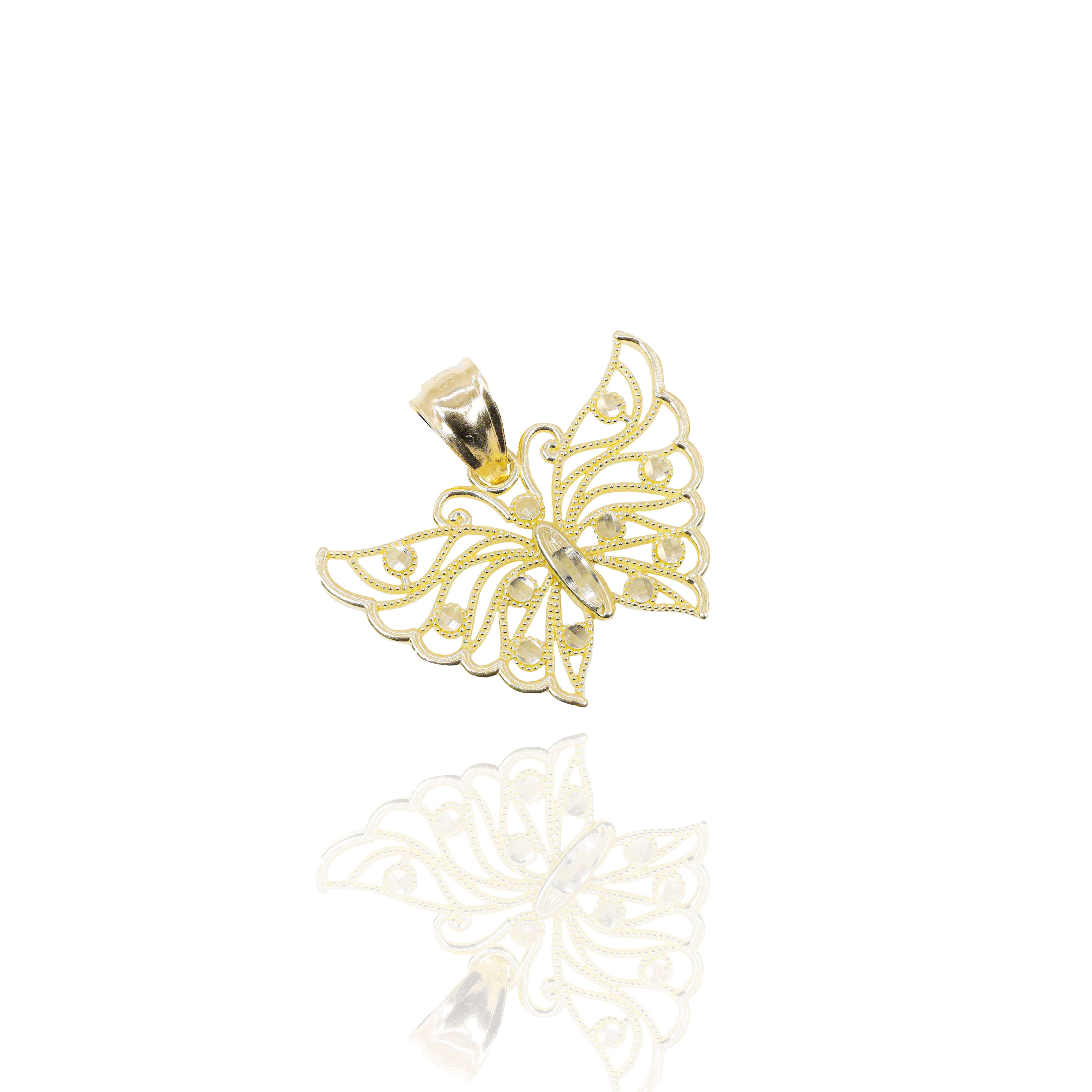 Butterfly Open Solid Gold Pendant