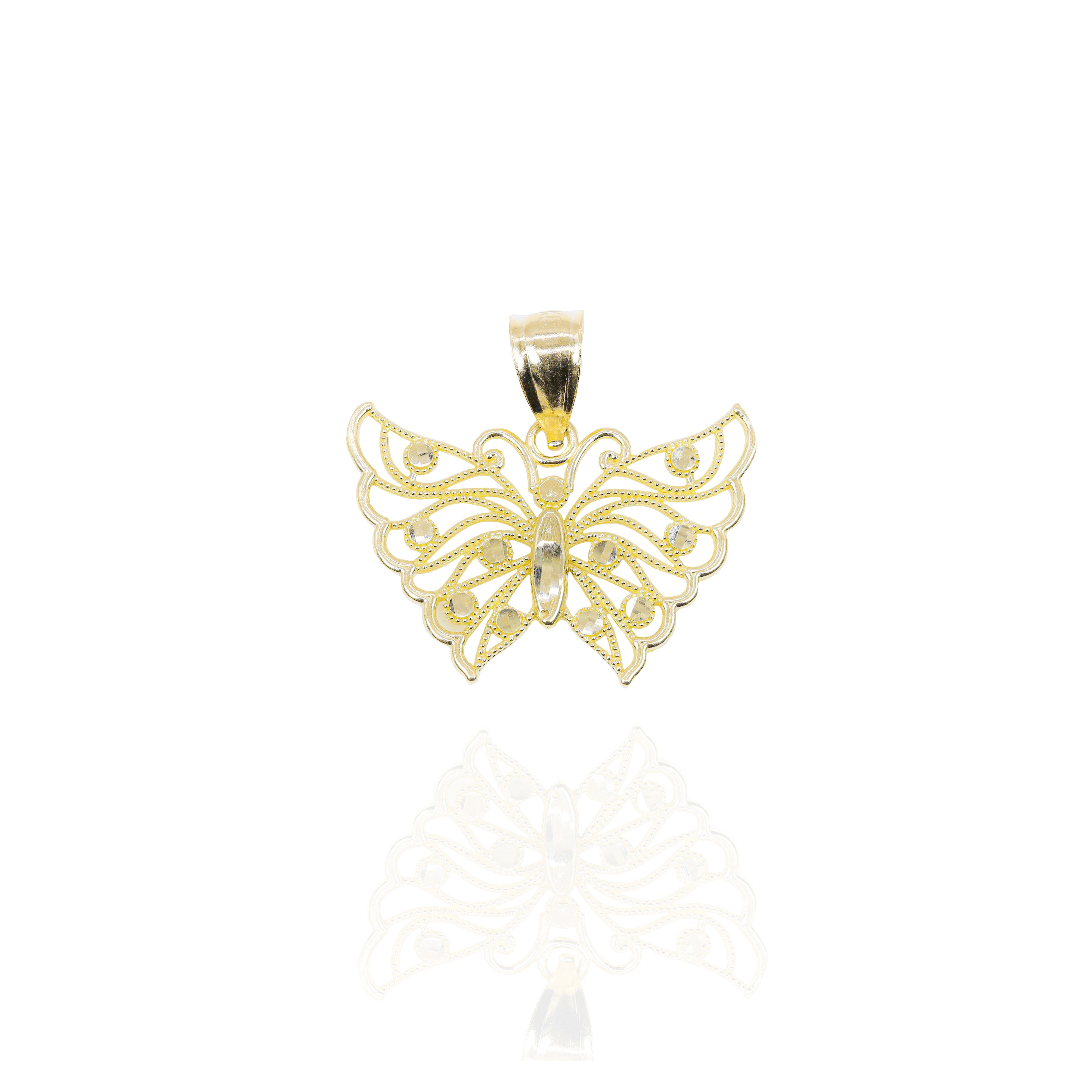 Butterfly Open Solid Gold Pendant