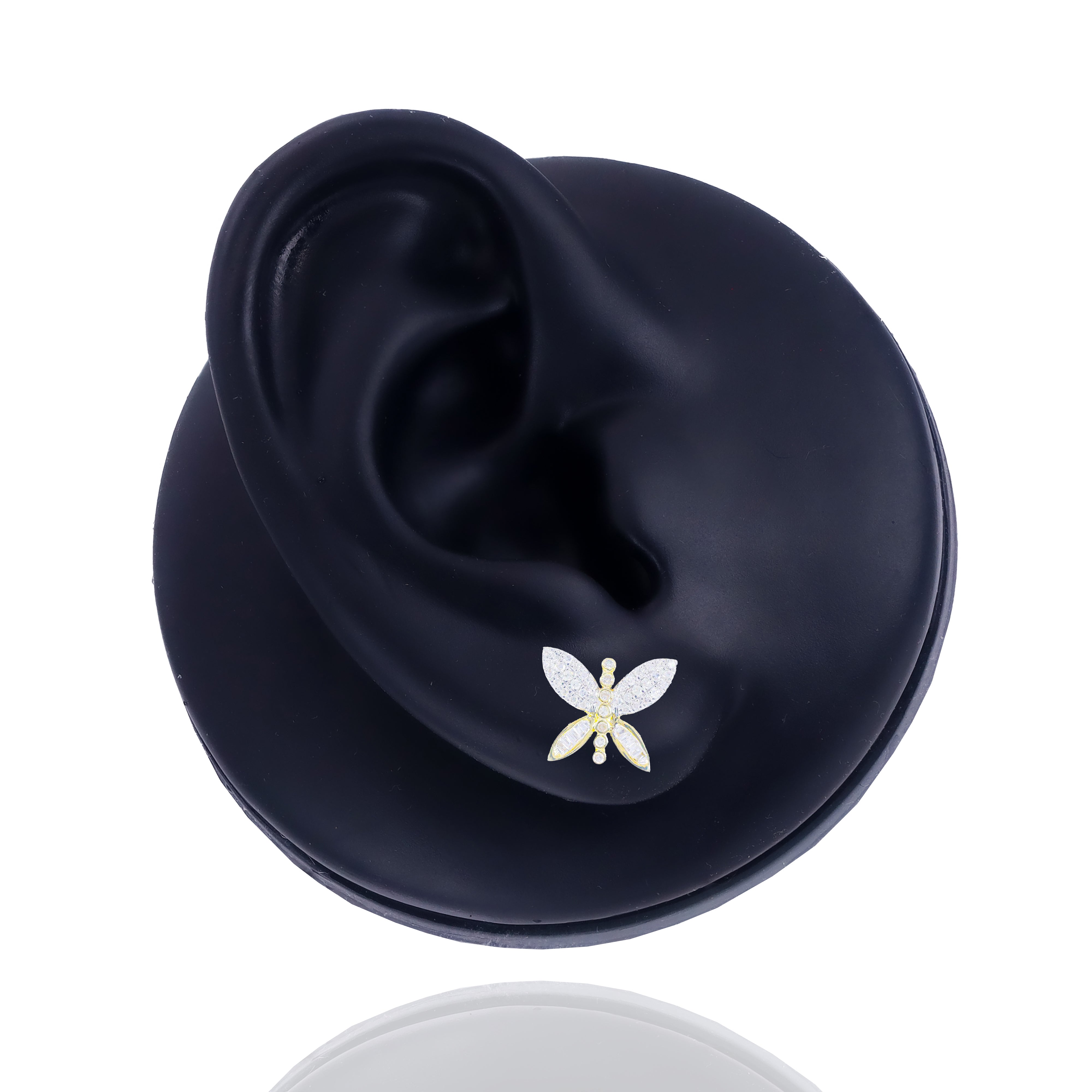 Baguette & Round Diamond Butterfly Earrings