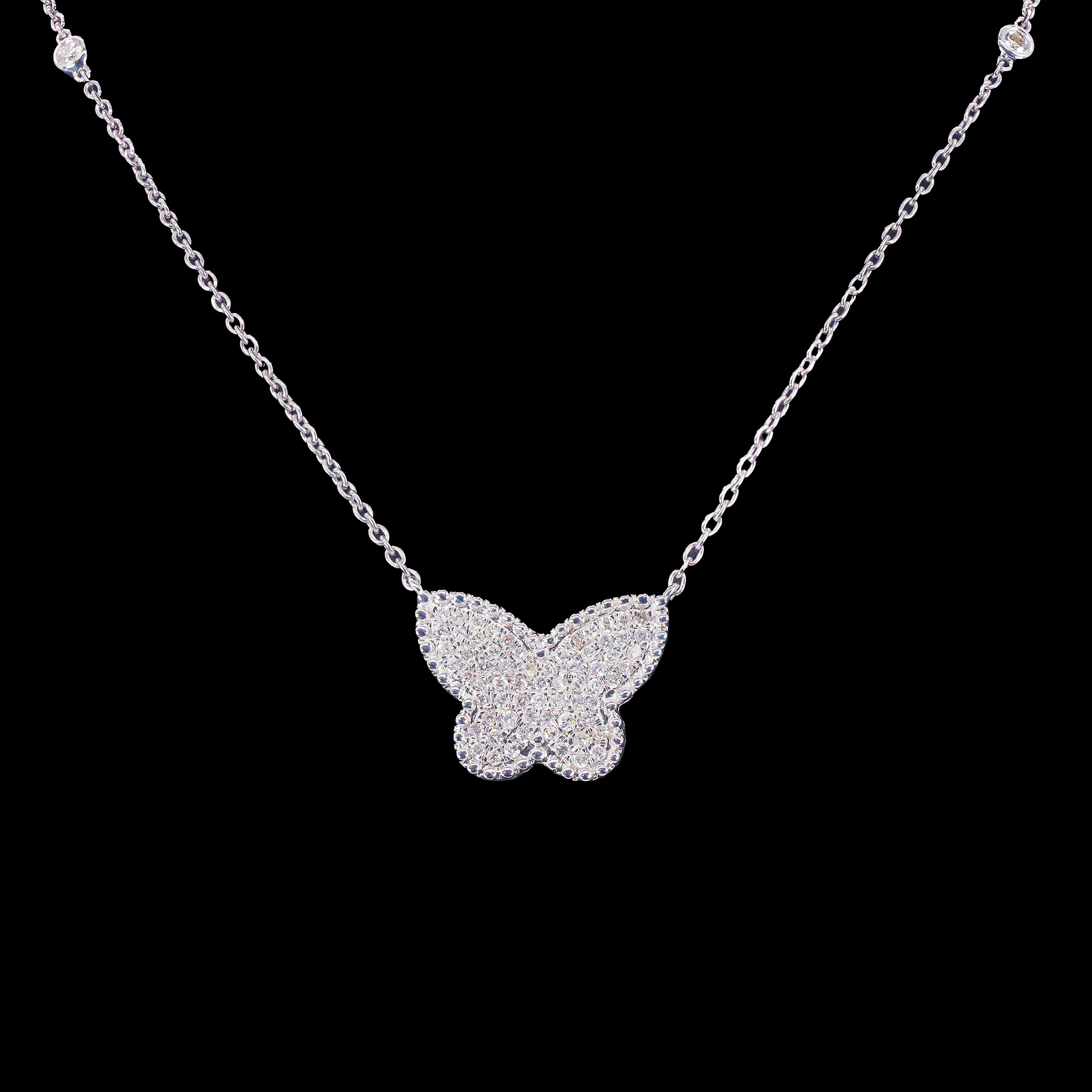Diamond Butterfly Charm with Diamond By The Yard Chain