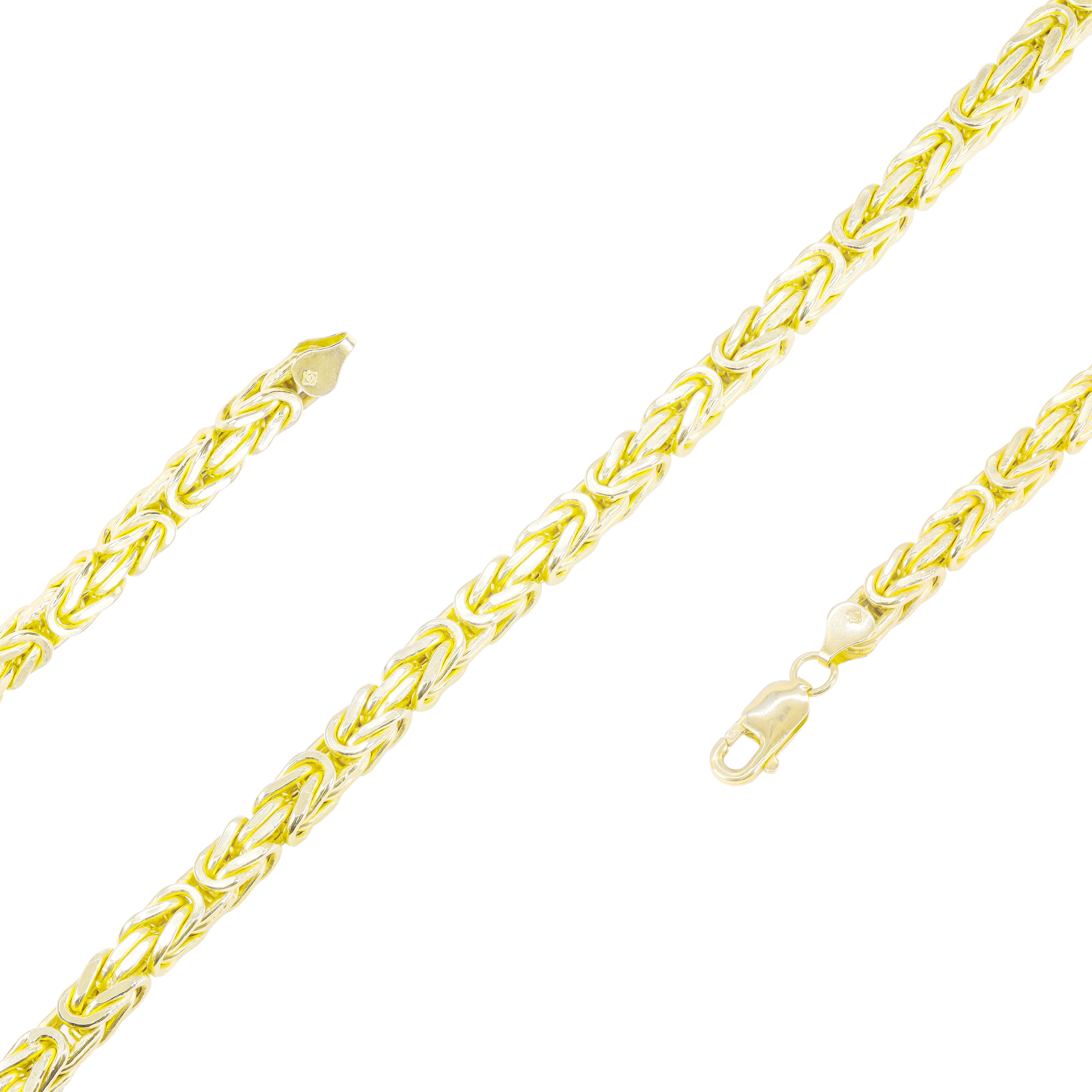 14KT Semi-Solid Byzantine Link Yellow Gold Chain