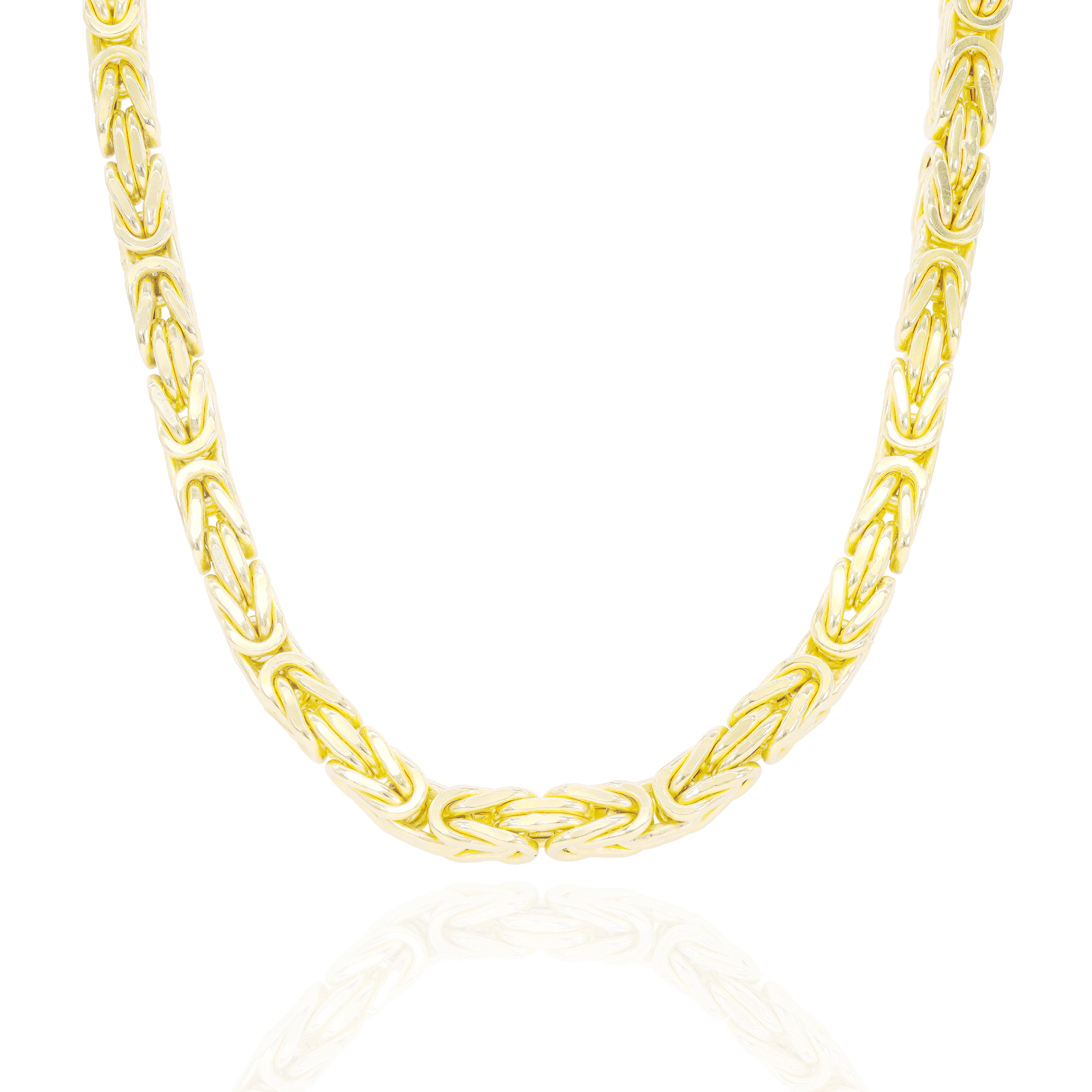 14KT Semi-Solid Byzantine Link Yellow Gold Chain