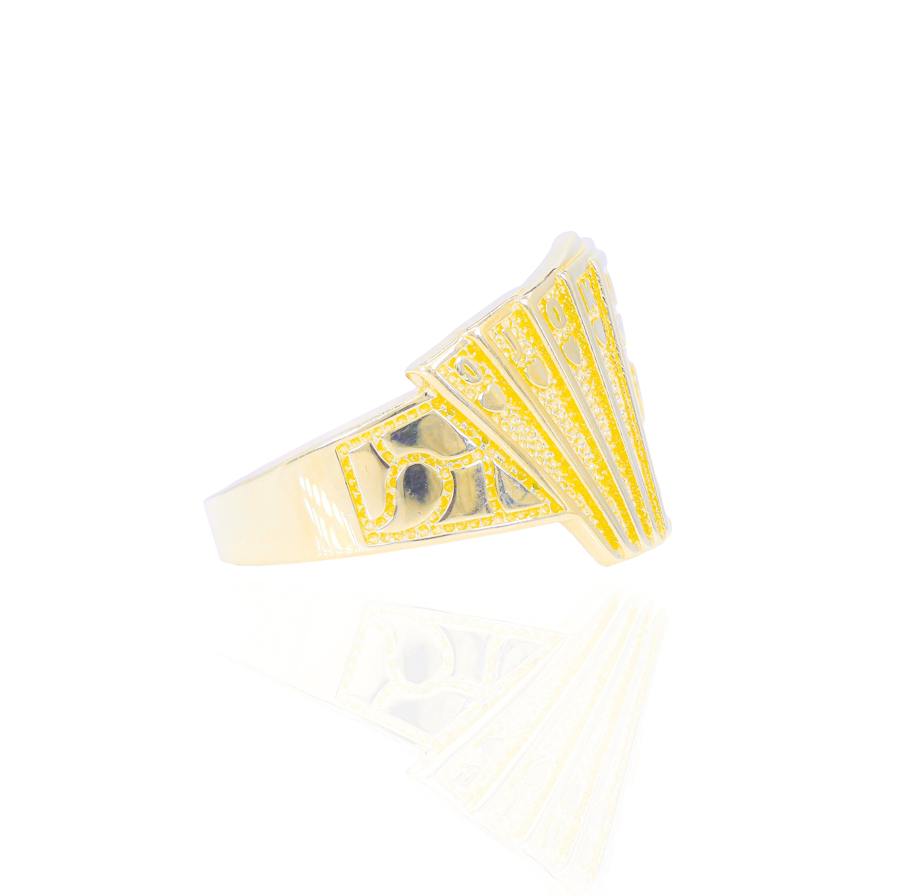 Card Poker Ring with Nugget Cut Band