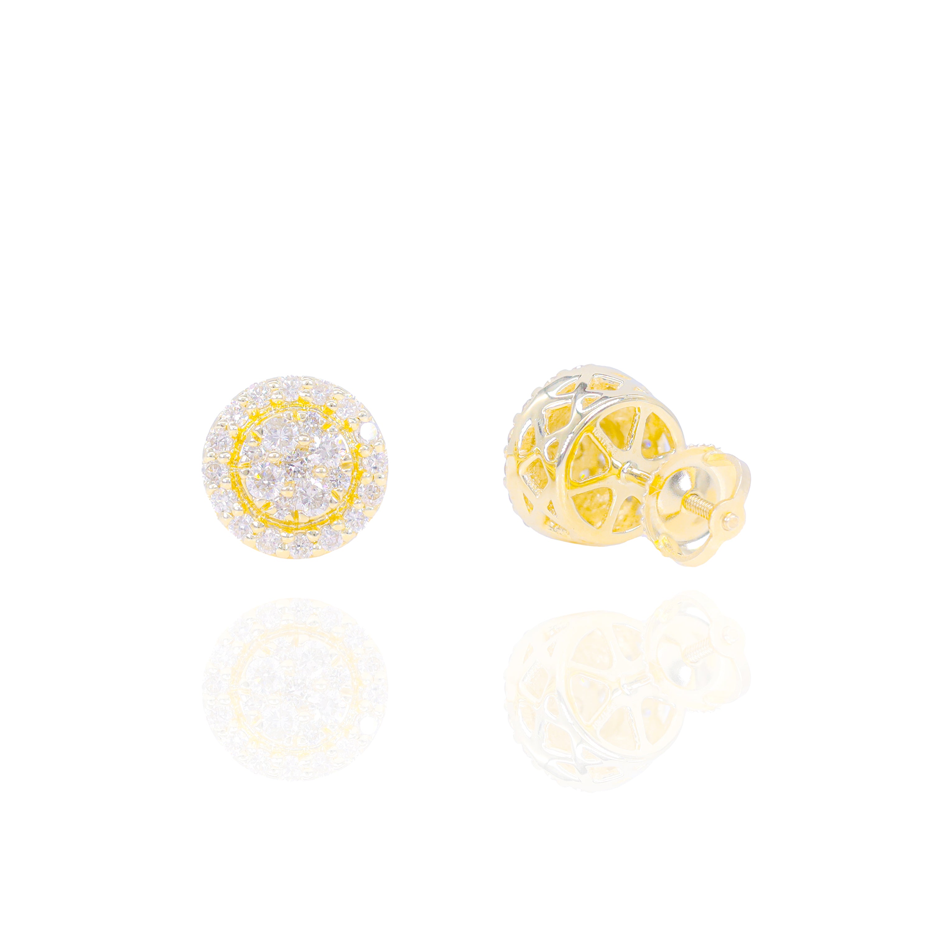 Round Cluster with Round Diamond Border Earrings