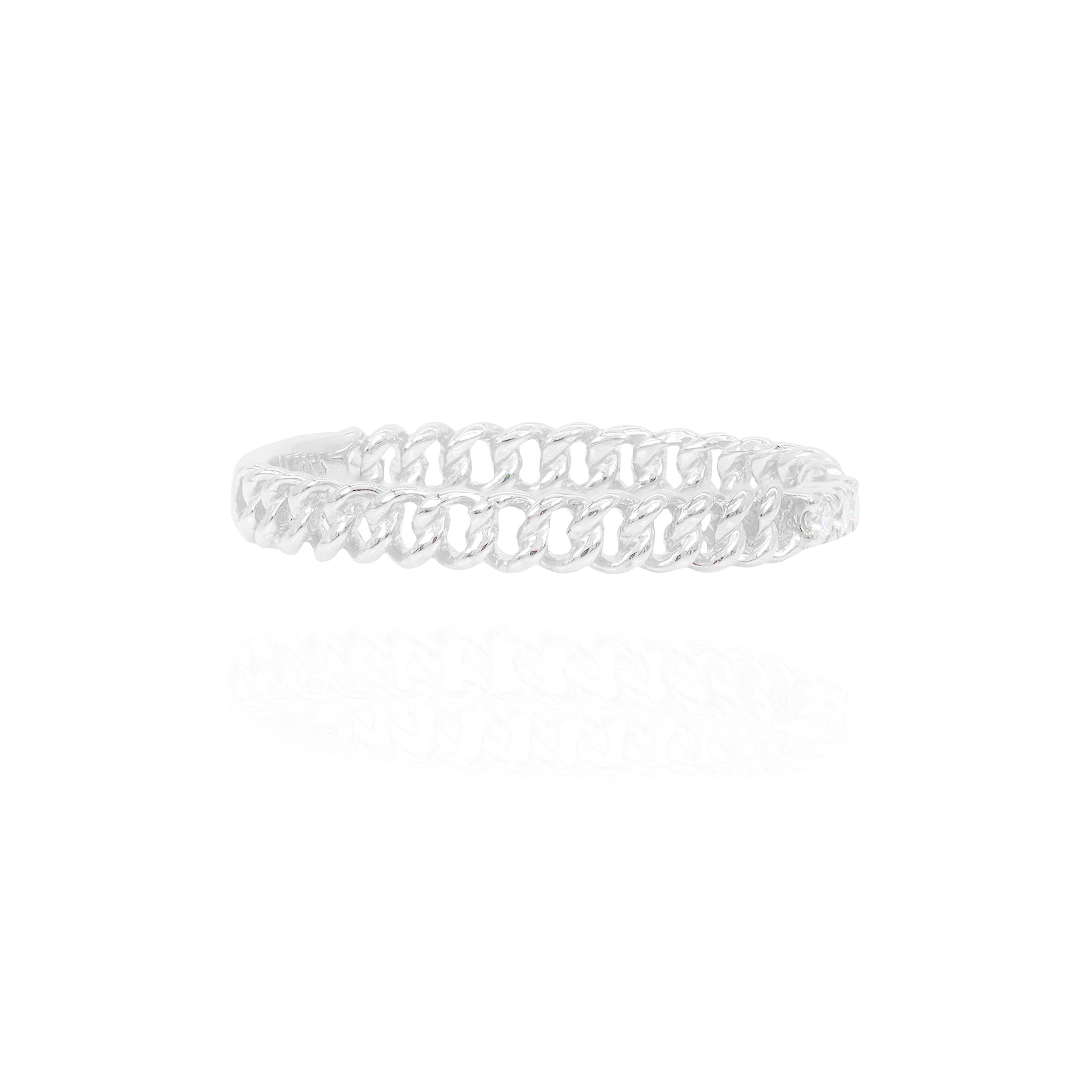 Cuban Link 3 Center Round Diamond Ring Band